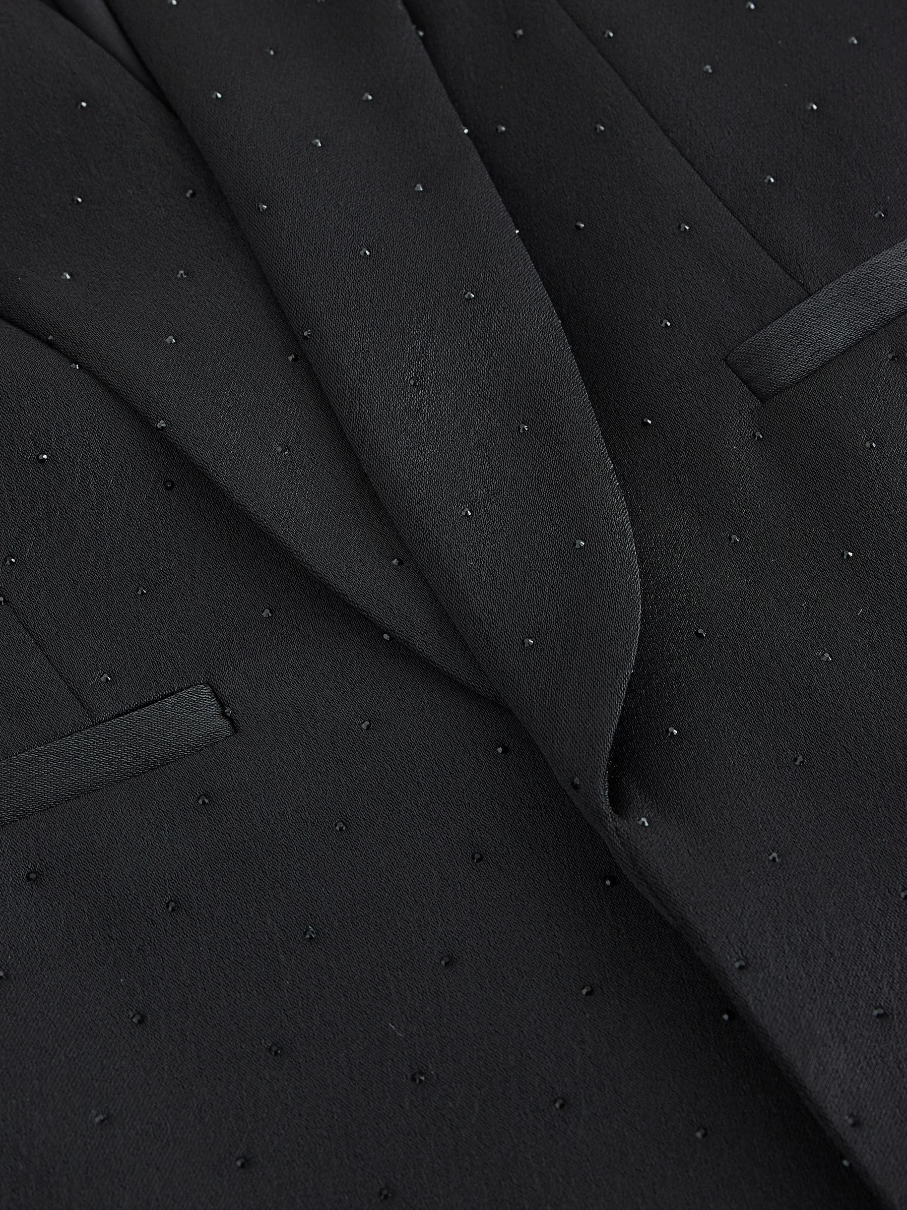 Embellished Relaxed Satin Blazer - Black - Regular - SIP Still Life