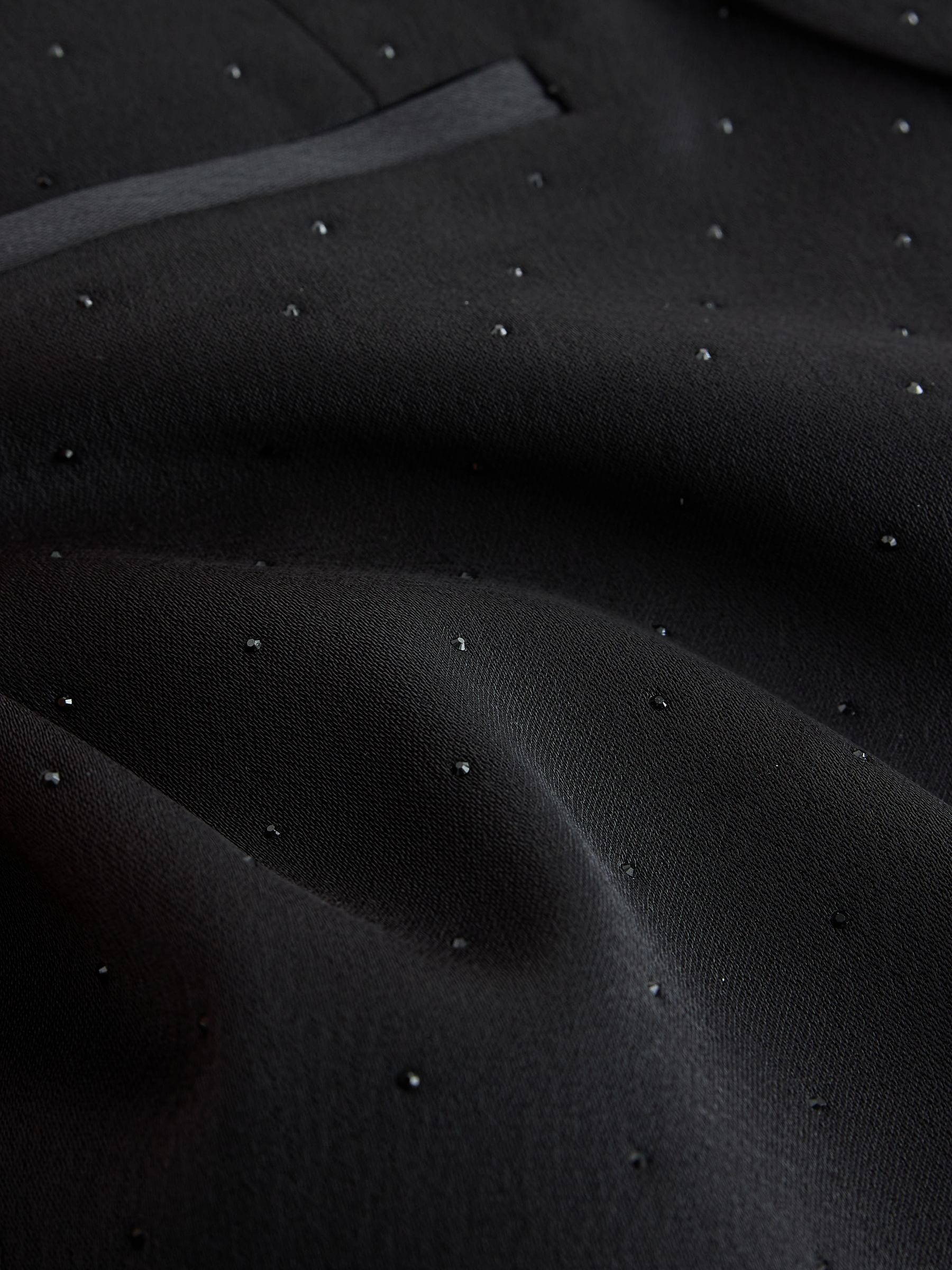 Embellished Relaxed Satin Blazer - Black - Regular - SIP Still Life