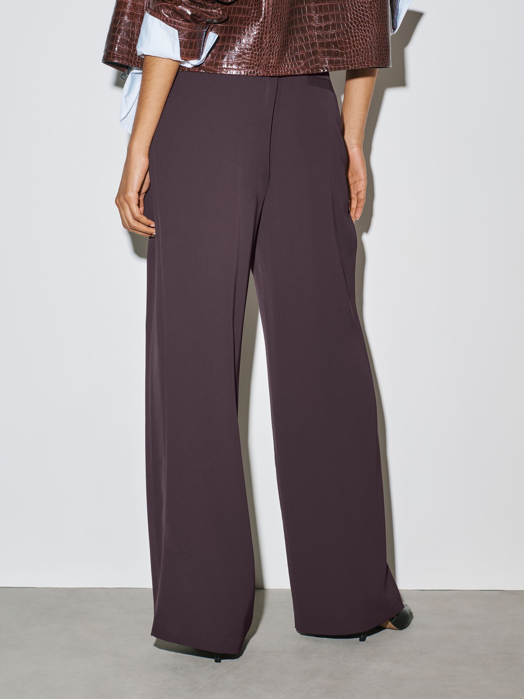 Elastic Back Wide Leg Trousers - Port - Regular - SIP Worn