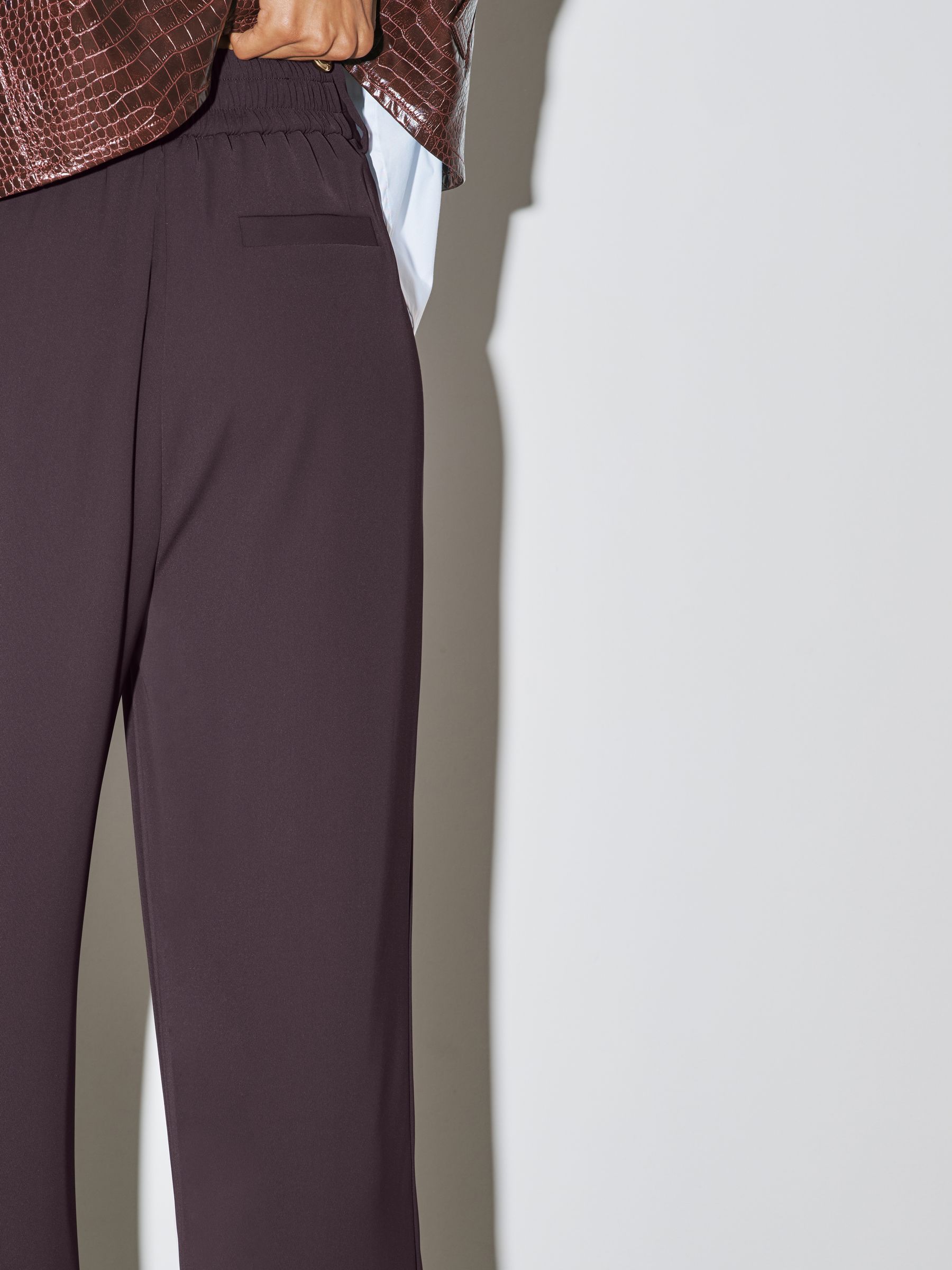 Elastic Back Wide Leg Trousers - Port - Regular - SIP Worn