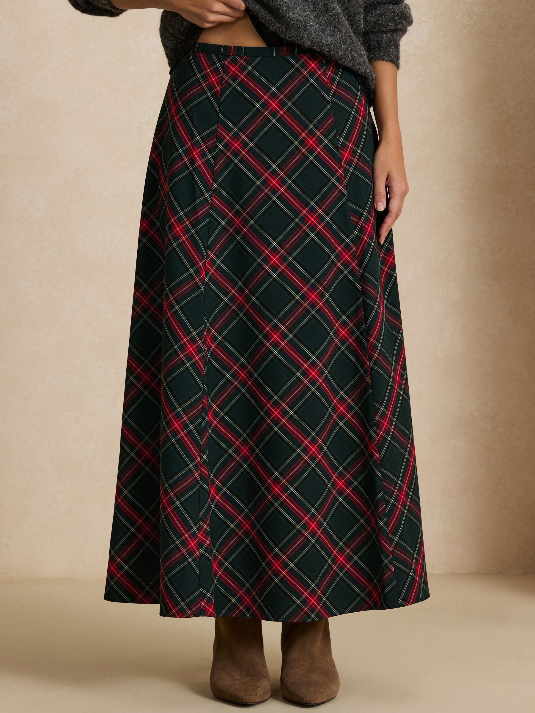 Check Midi Skirt - Red/Green - Regular - Location Worn