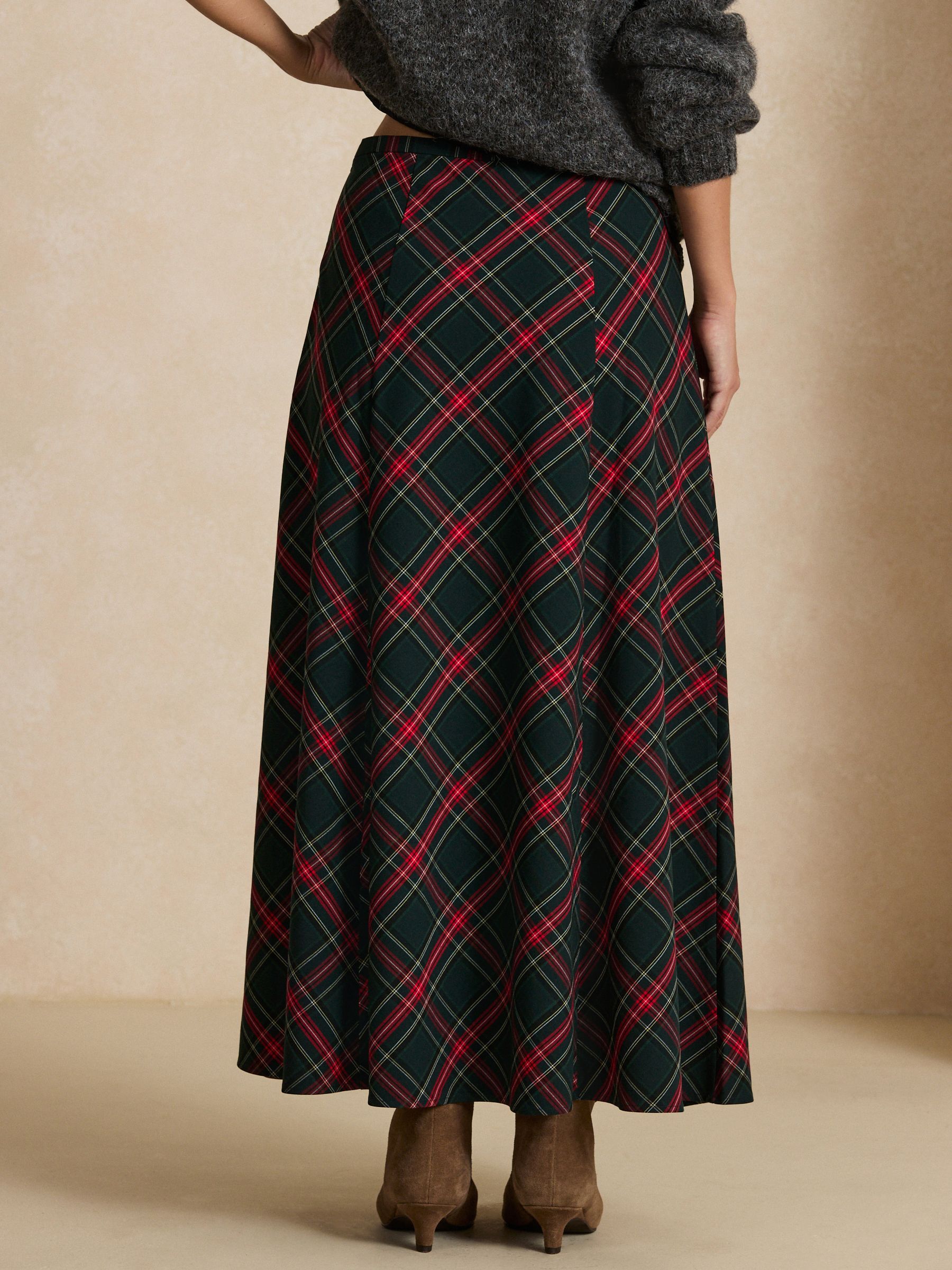 Check Midi Skirt - Red/Green - Regular - Location Worn
