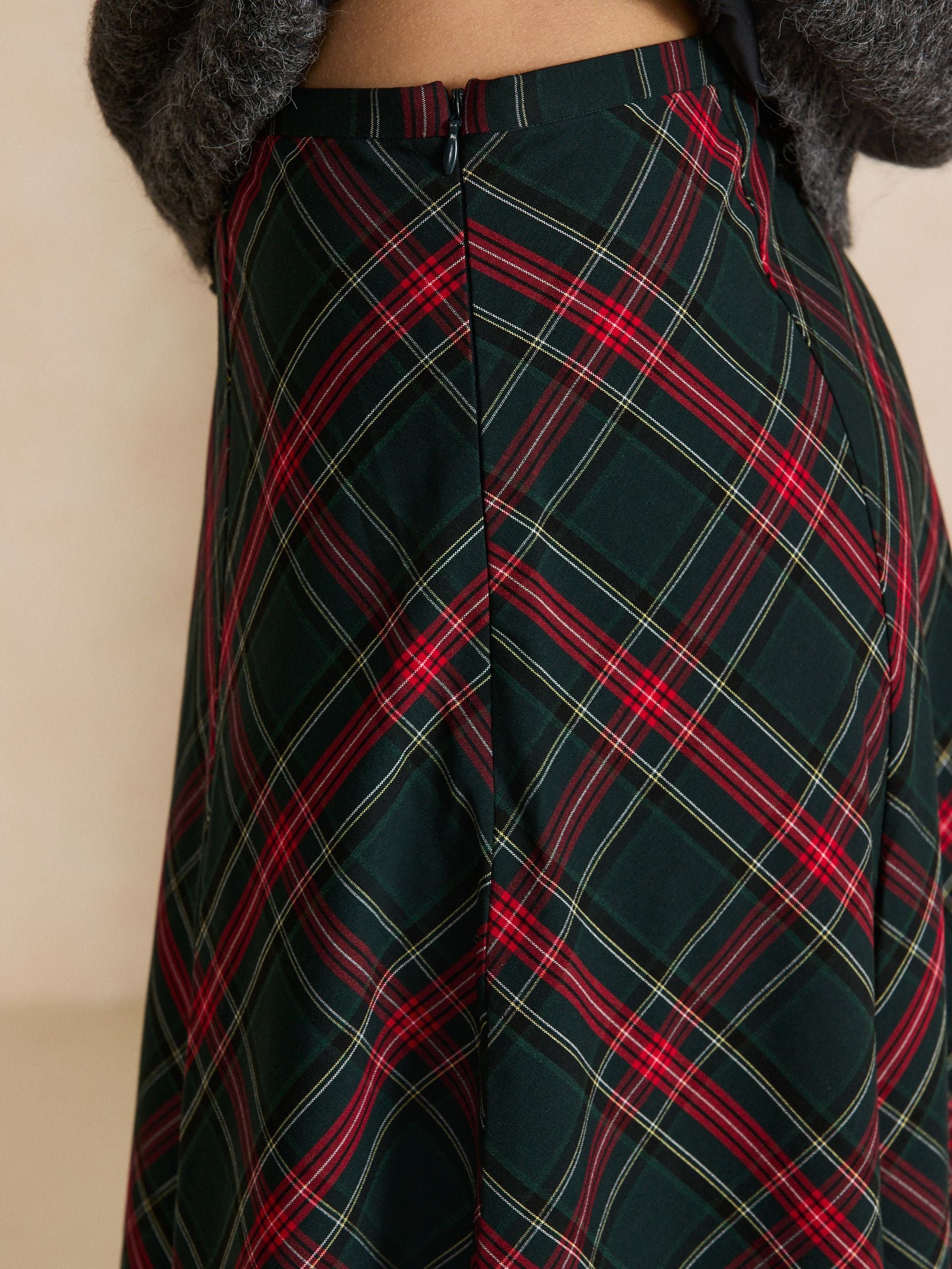 Check Midi Skirt - Red/Green - Regular - Location Worn