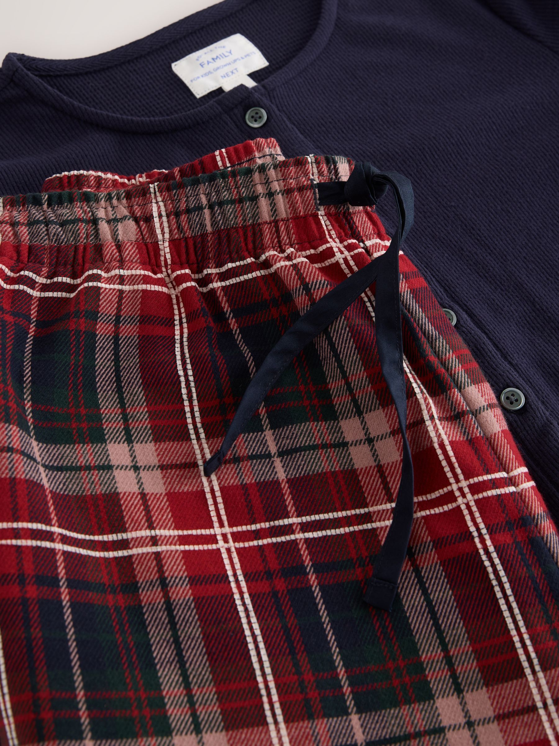 Matching Family Christmas Henley Pyjamas - Red/Navy - Petite - SIP Still Life