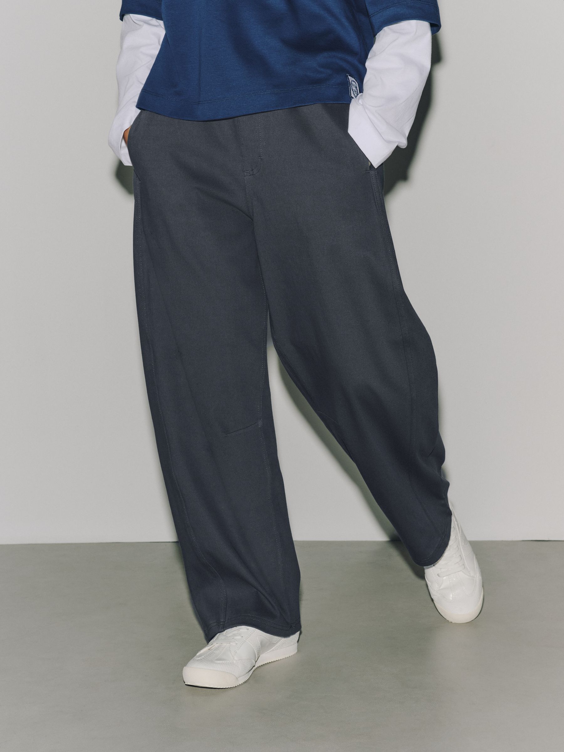 Barrel Leg Denim Jersey Trousers - Khaki Green - Regular - SIP Worn