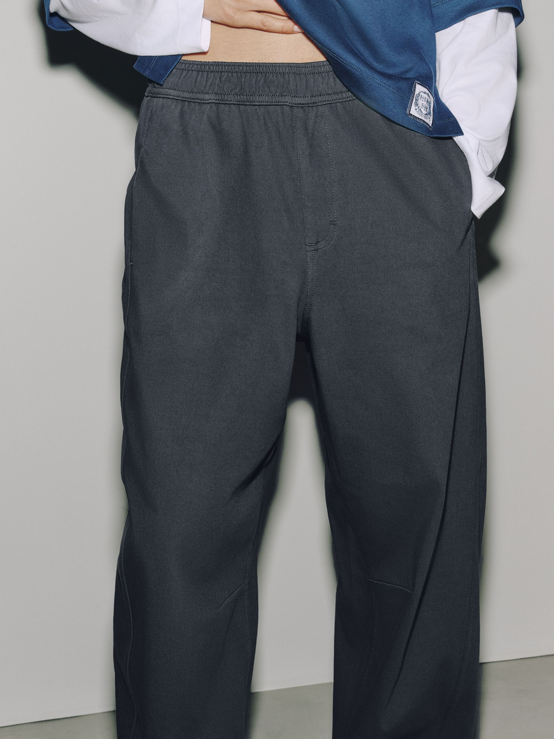 Barrel Leg Denim Jersey Trousers - Khaki Green - Regular - SIP Worn