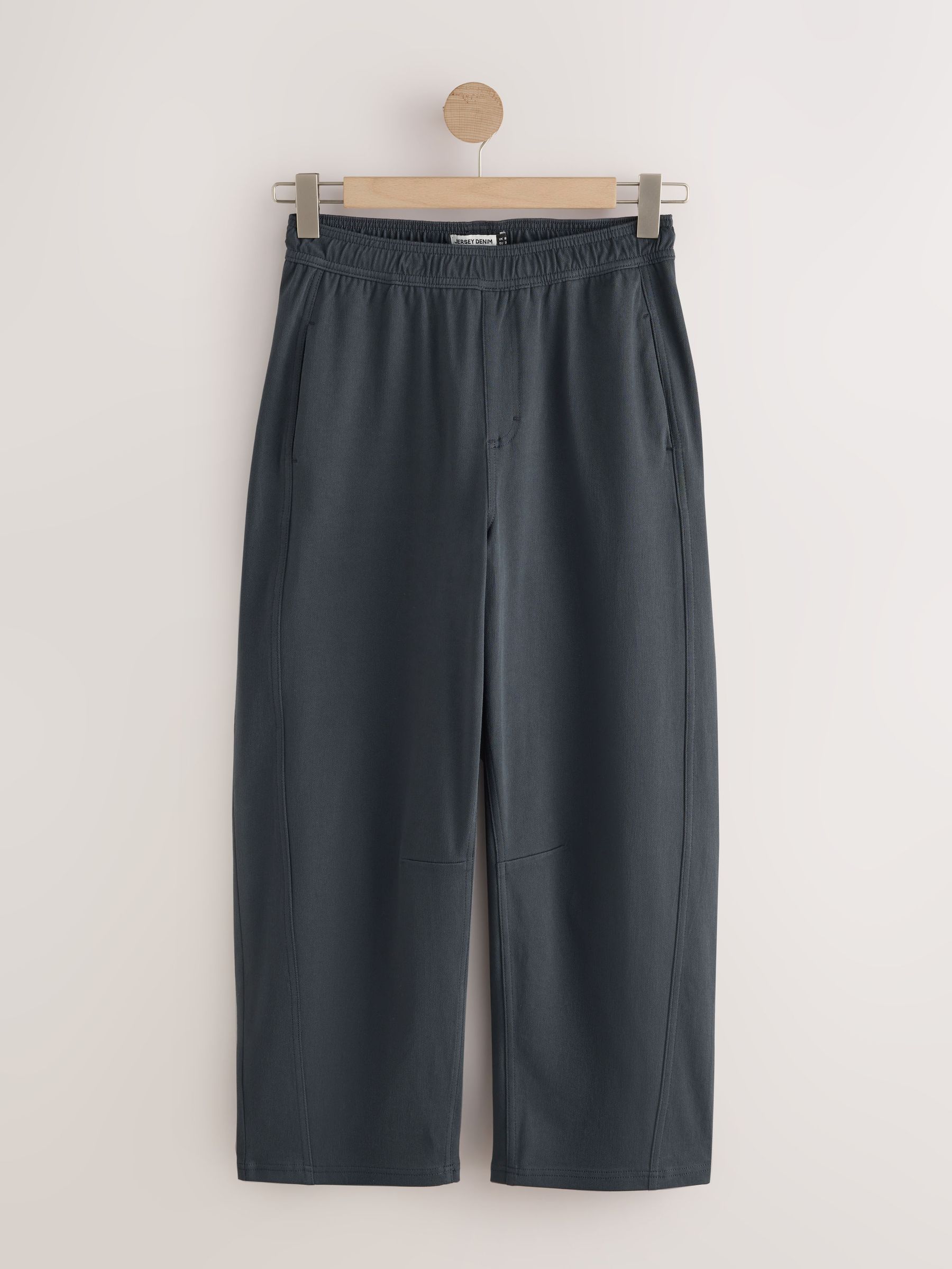 Barrel Leg Denim Jersey Trousers - Khaki Green - Regular - SIP Still Life