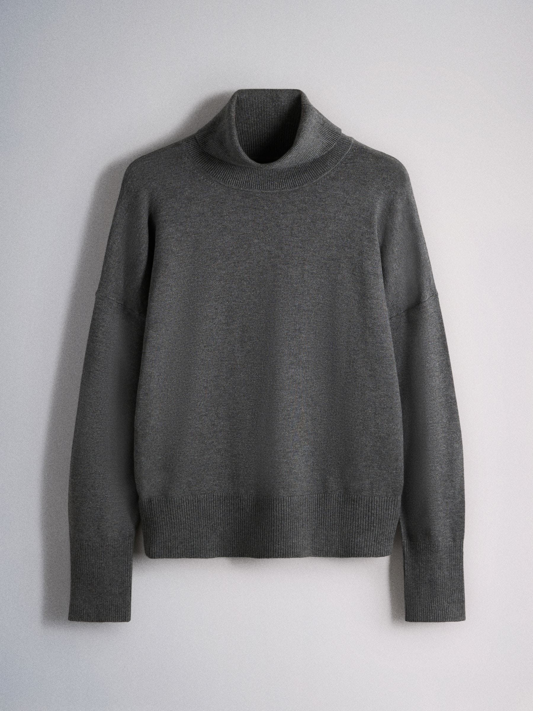 The Set 3 Pack Fine Knit Roll Neck Jumpers - Navy Blue/Charcoal Grey/Burgundy Red - Regular - SIP Still Life