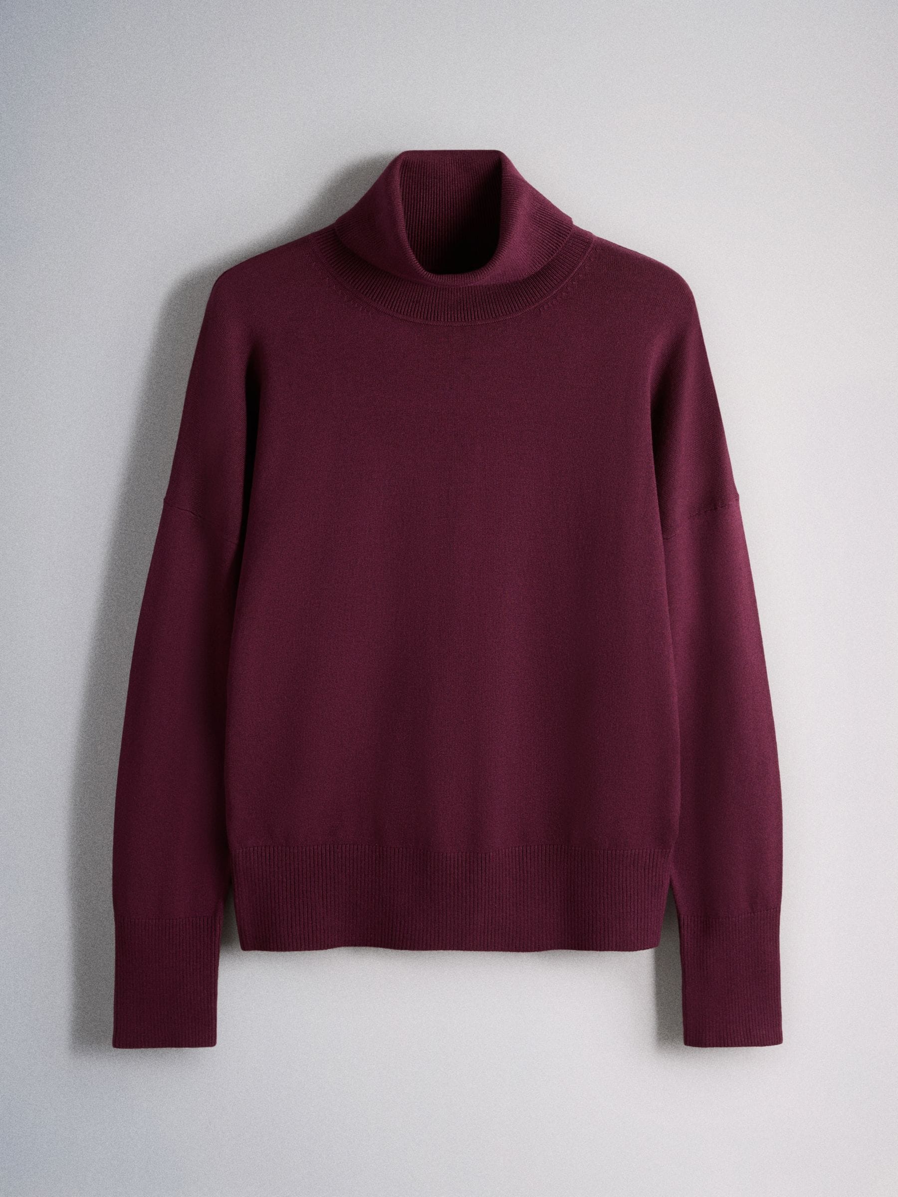 The Set 3 Pack Fine Knit Roll Neck Jumpers - Navy Blue/Charcoal Grey/Burgundy Red - Regular - SIP Still Life
