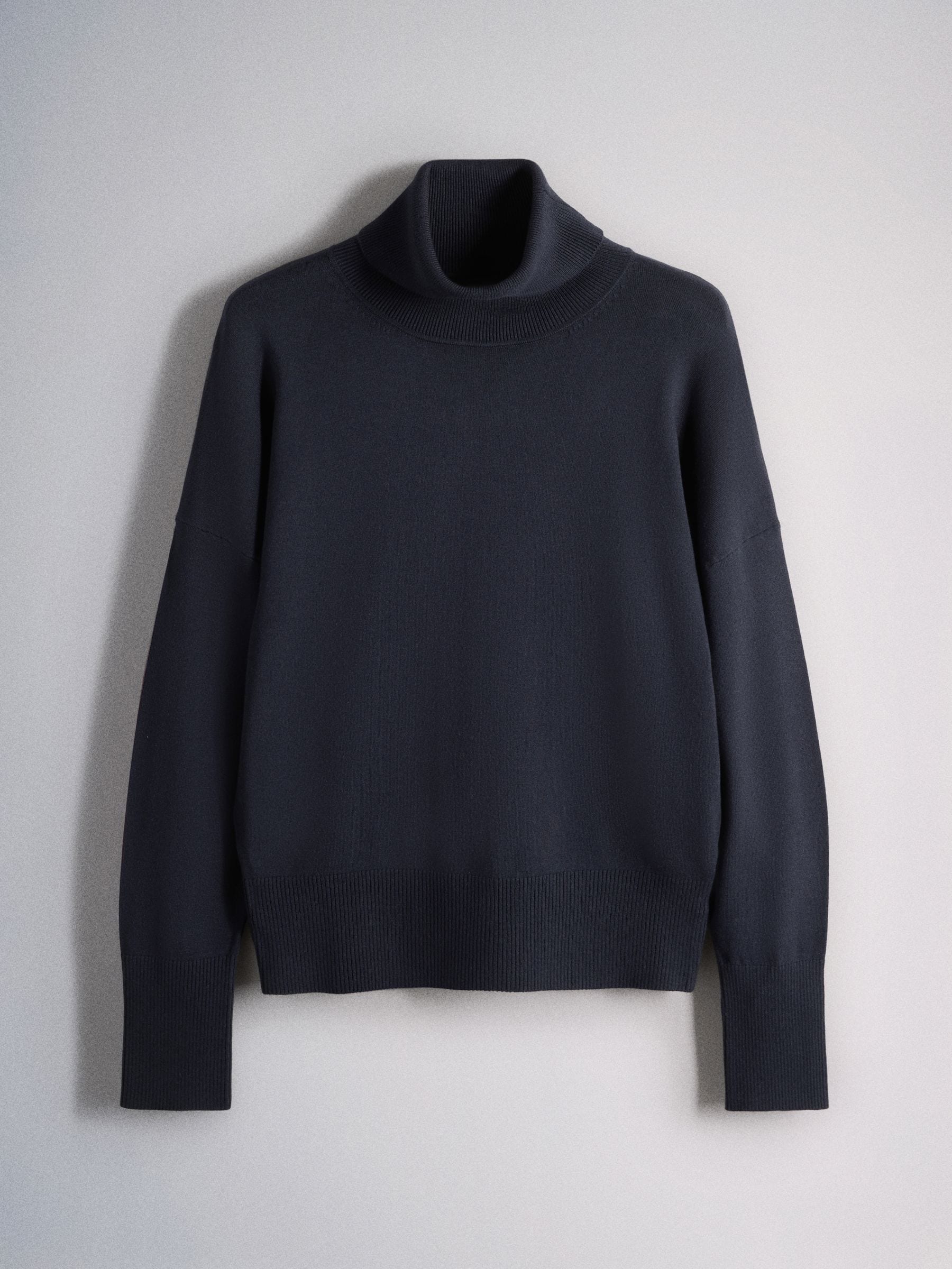 The Set 3 Pack Fine Knit Roll Neck Jumpers - Navy Blue/Charcoal Grey/Burgundy Red - Regular - SIP Still Life