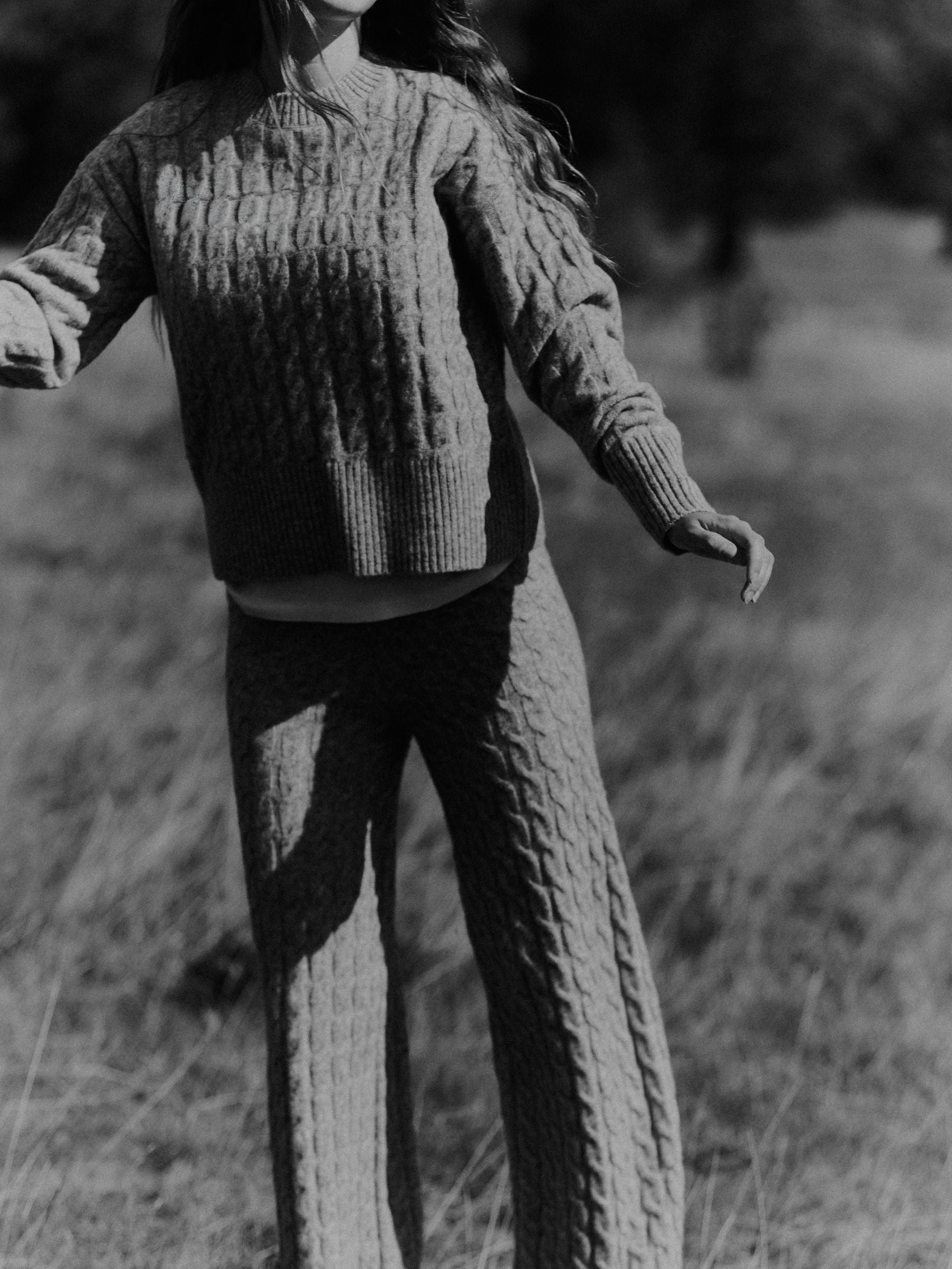 The Set Cable Knit Jumper and Joggers Co-ord Set - Grey - Regular - Location Worn