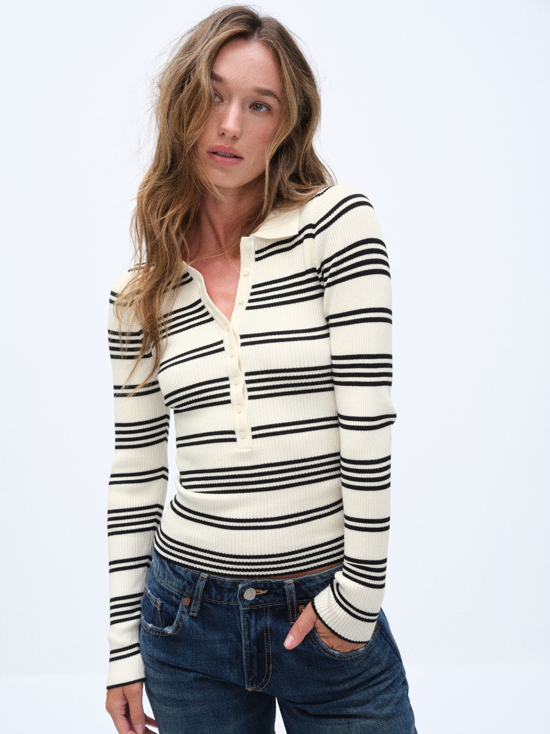 The Set 3 Pack Long Sleeve Button Down Jumper - Cream Stripe/ Dark Navy / Claret Marl - Regular - SIP Worn
