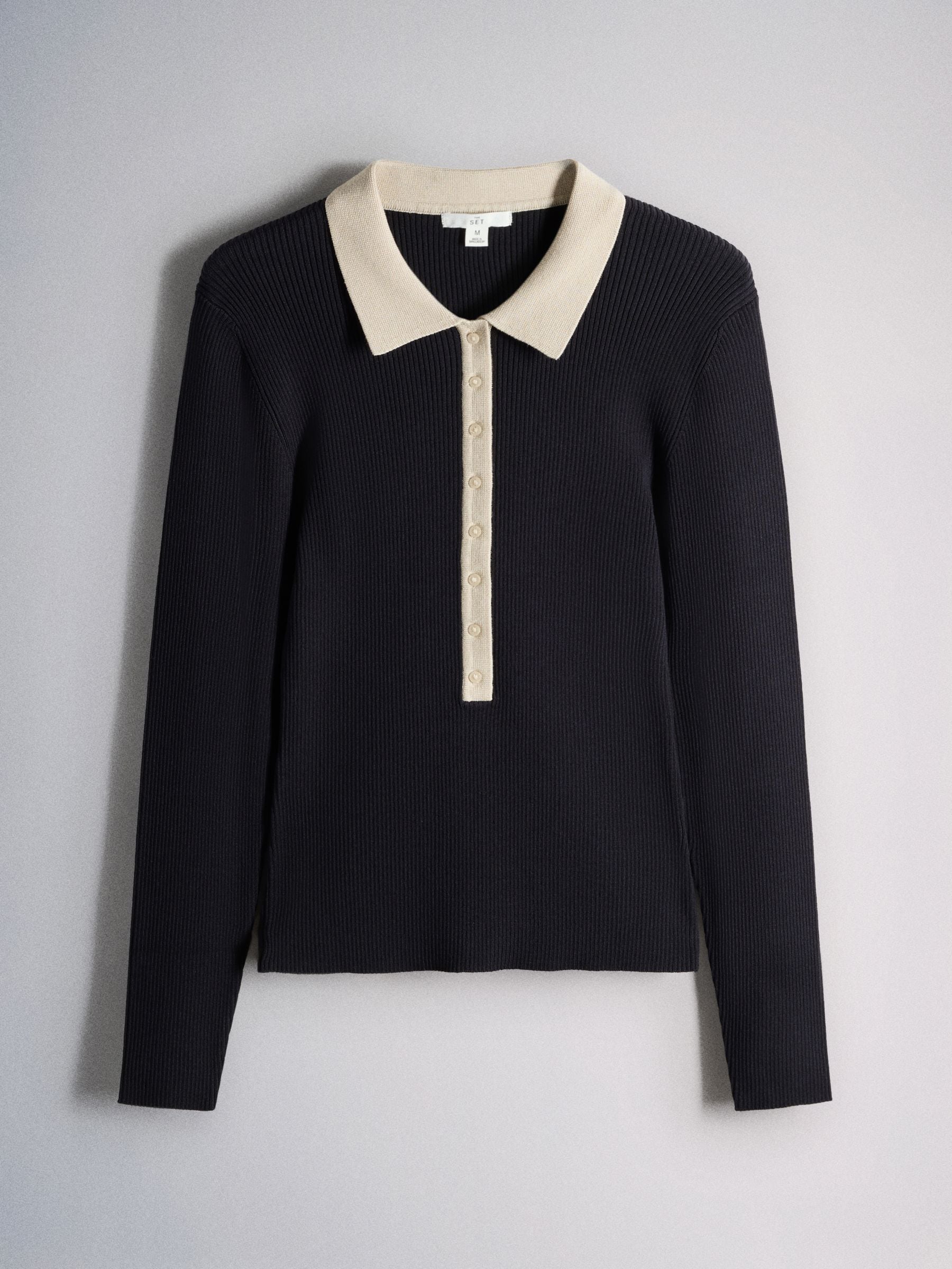 The Set 3 Pack Long Sleeve Button Down Jumper - Cream Stripe/ Dark Navy / Claret Marl - Regular - SIP Still Life