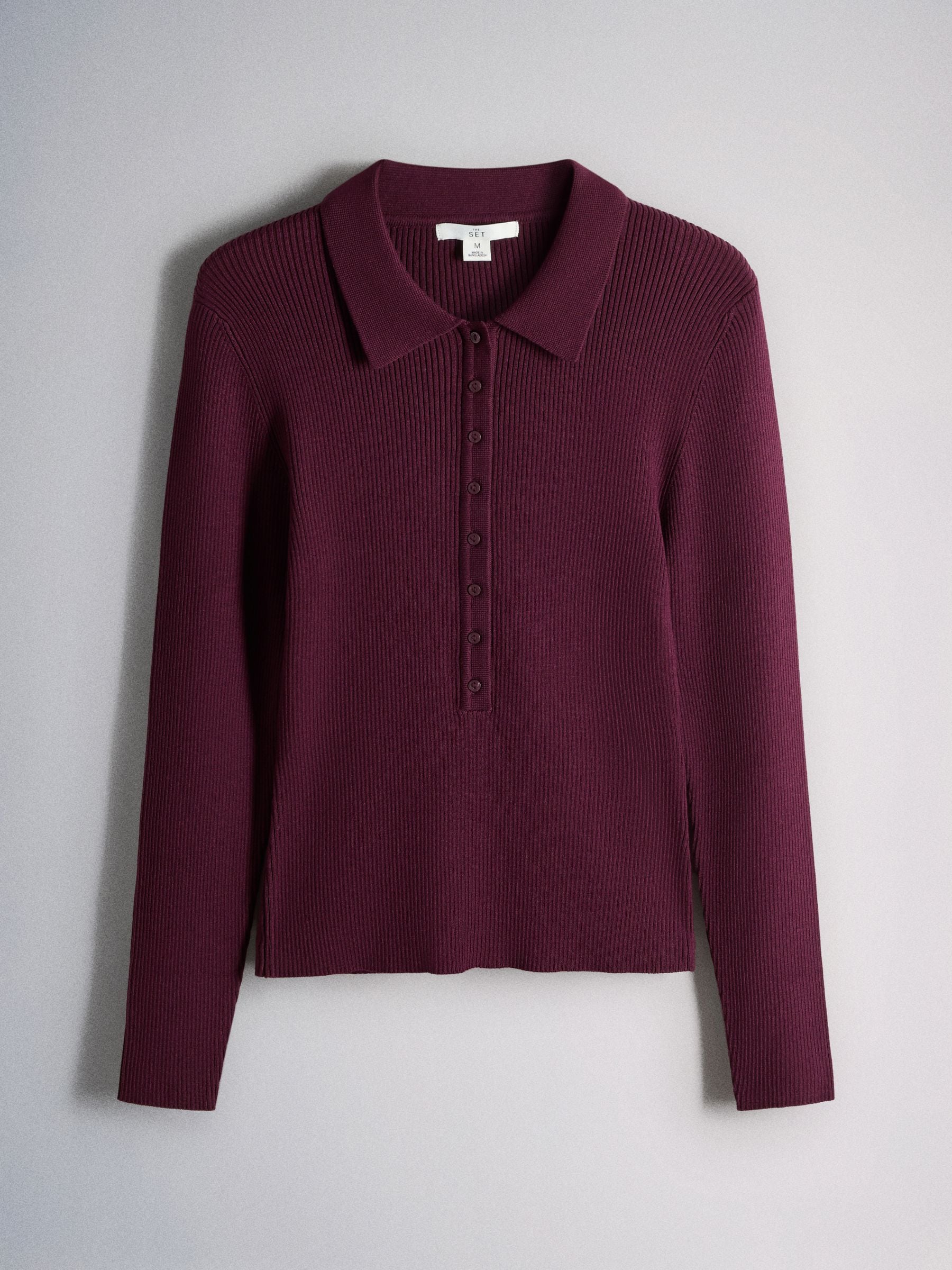 The Set 3 Pack Long Sleeve Button Down Jumper - Cream Stripe/ Dark Navy / Claret Marl - Regular - SIP Still Life