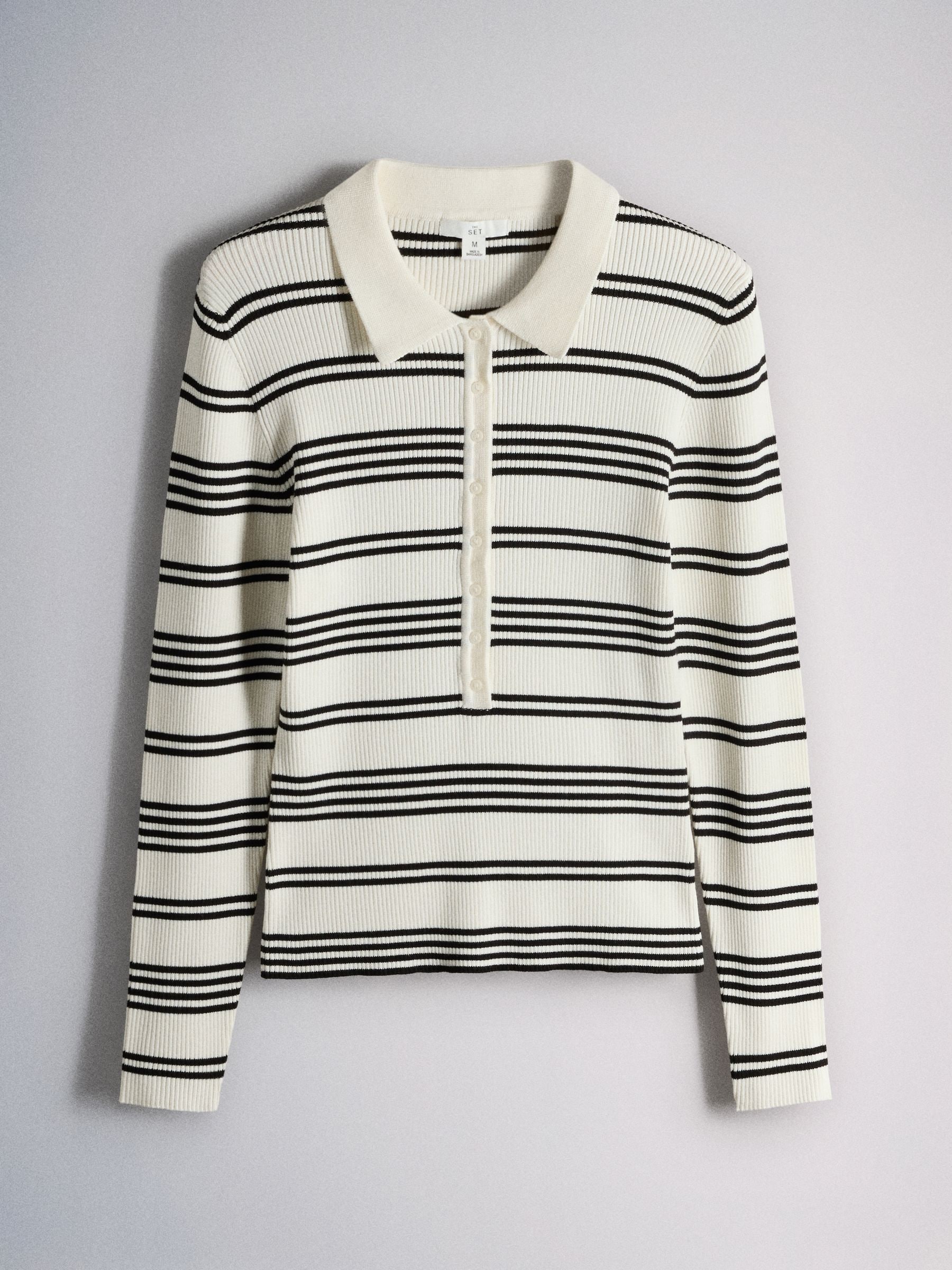 The Set 3 Pack Long Sleeve Button Down Jumper - Cream Stripe/ Dark Navy / Claret Marl - Regular - SIP Still Life