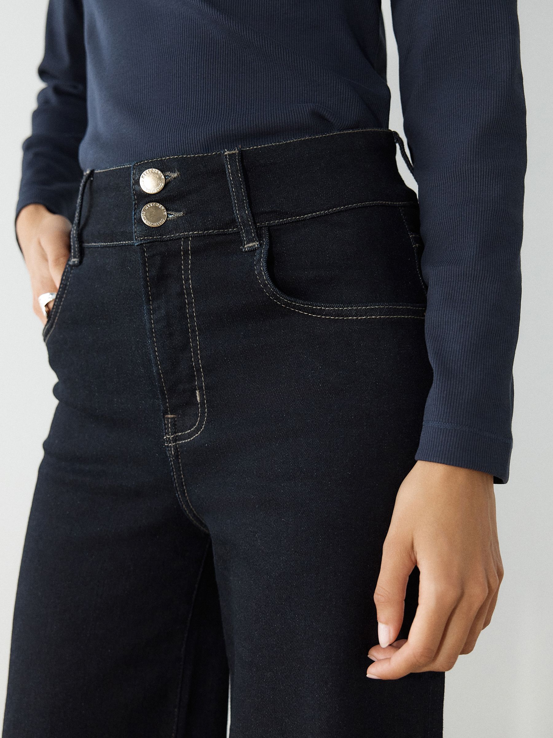 High Rise Stretch Wide Leg Jeans - Indigo Rinse Blue - Regular - Location Worn