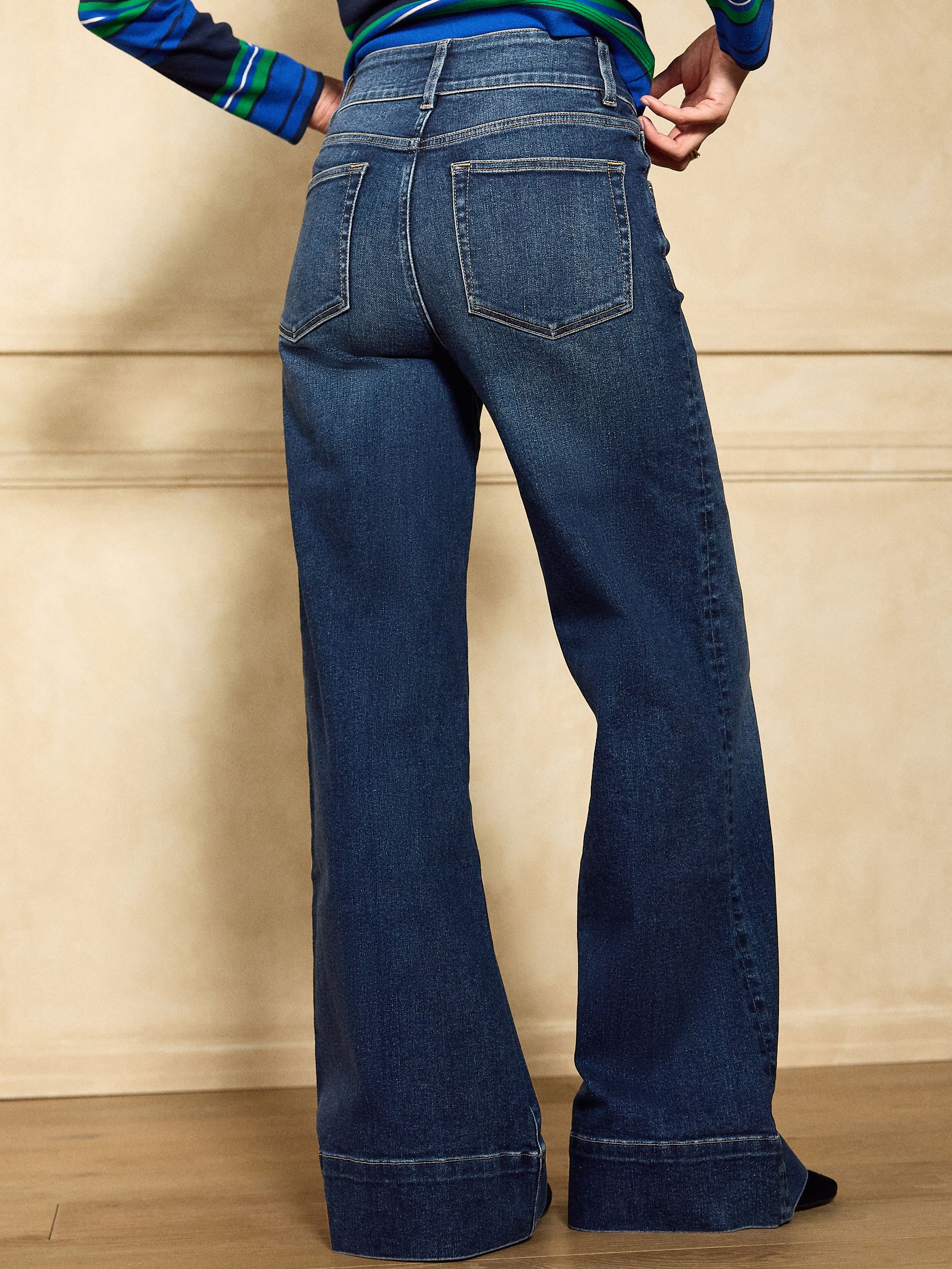 High Rise Stretch Wide Leg Jeans - Authentic Dark Blue - Regular - Location Worn
