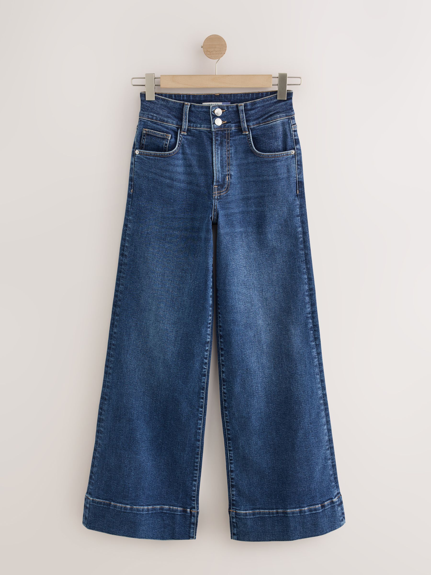 High Rise Stretch Wide Leg Jeans - Authentic Dark Blue - Regular - SIP Still Life
