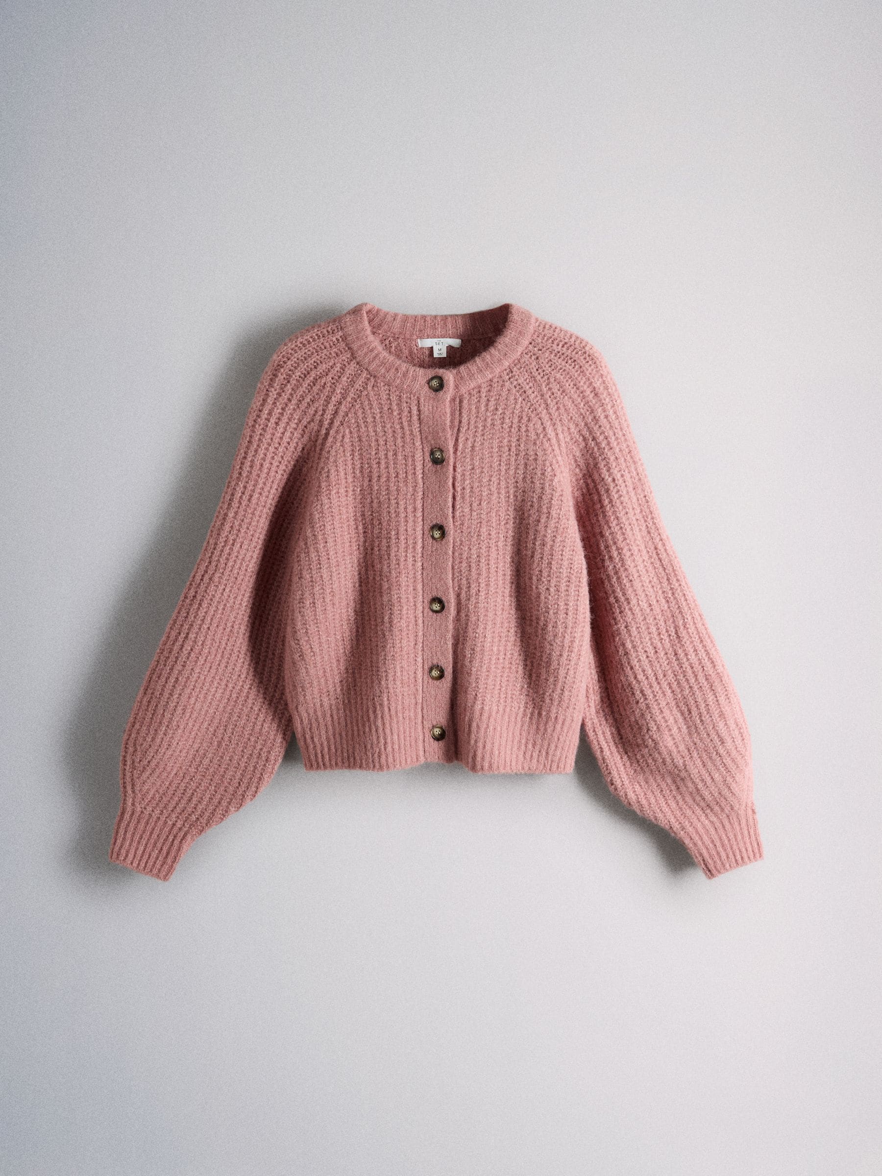 The Set 2 Pack Fluffy Crew Neck Cardigan - Cream / Baby Pink - Regular - SIP Still Life