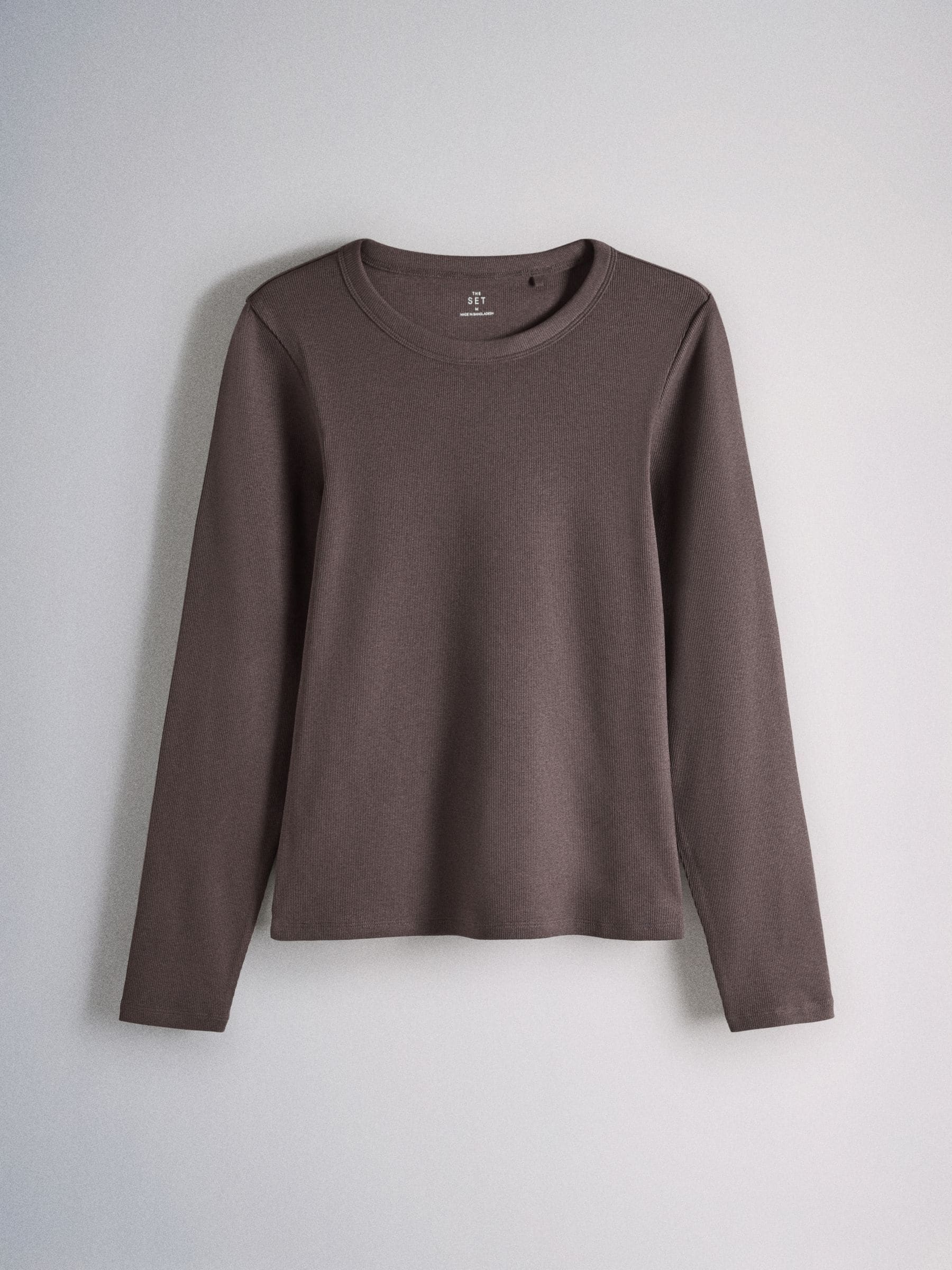 The Set 8 Pack Long Sleeve Slim Fit Ribbed T-Shirts - Brown/Navy/Ochre/Tan/Stripe/Neutral/White - Regular - SIP Still Life