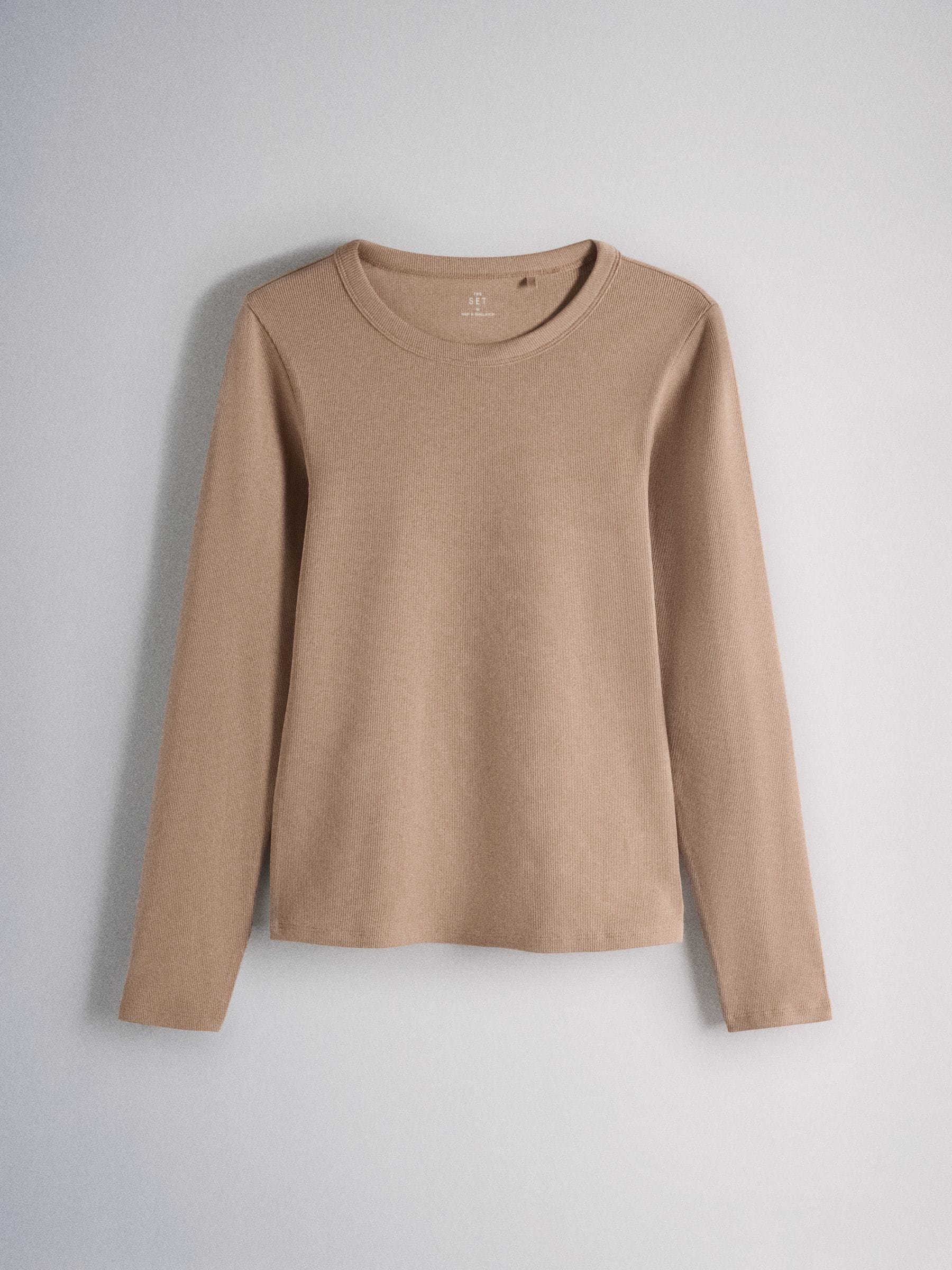 The Set 8 Pack Long Sleeve Slim Fit Ribbed T-Shirts - Brown/Navy/Ochre/Tan/Stripe/Neutral/White - Regular - SIP Still Life
