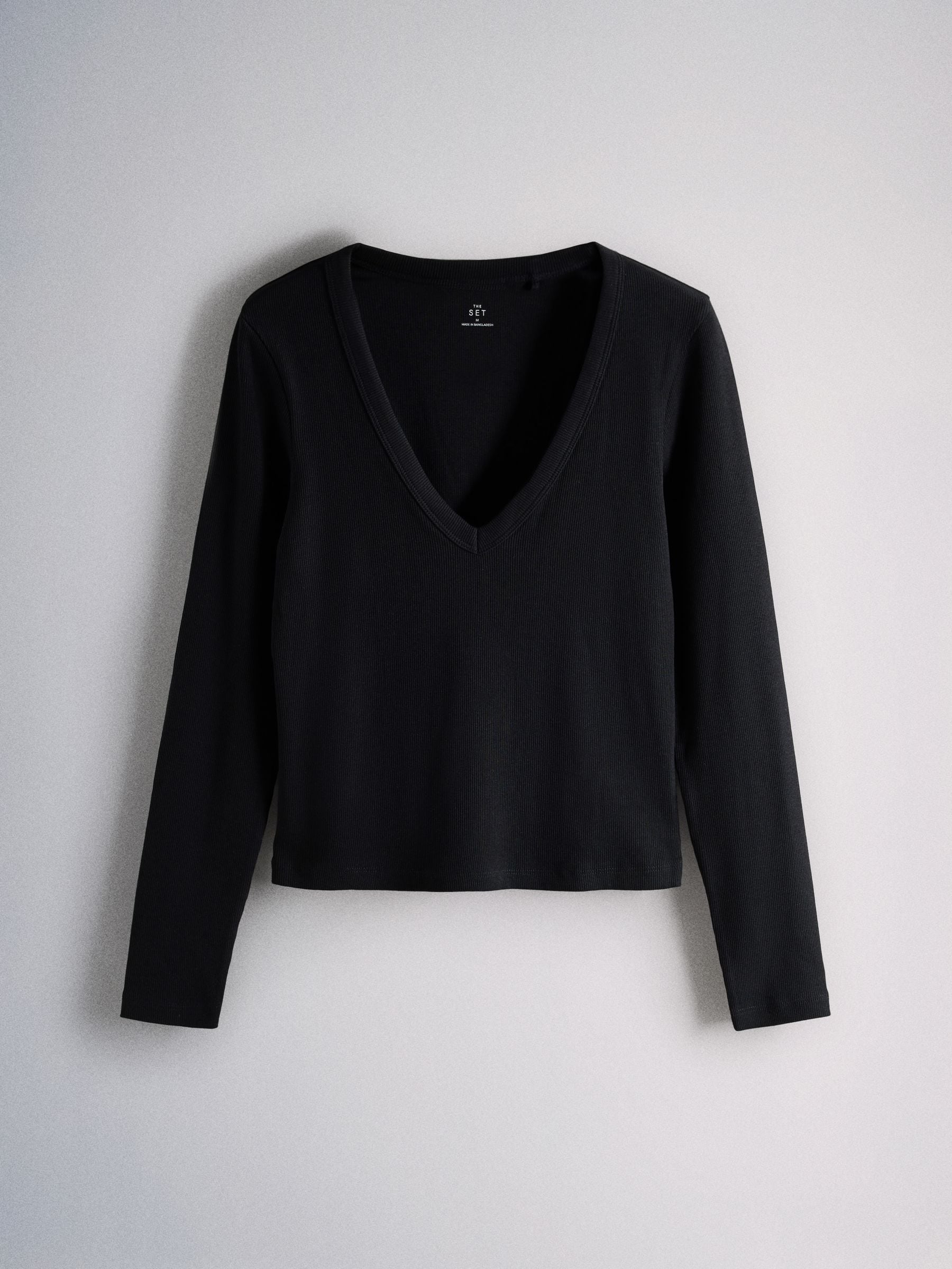 The Set 5 Pack V-Neck Ribbed Long Sleeve T-Shirts - Cobalt Blue/Black/Grey - Regular - SIP Still Life