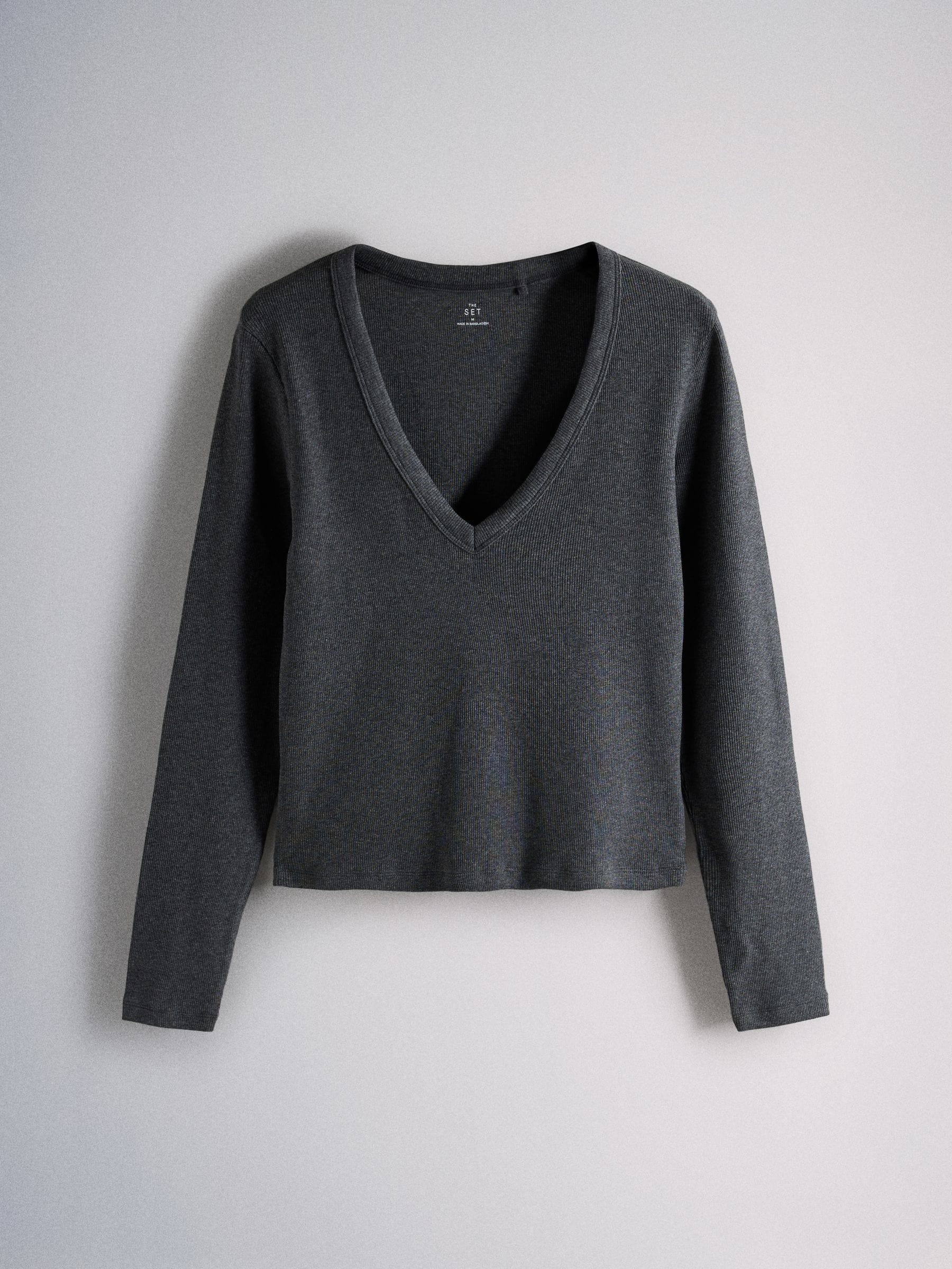 The Set 5 Pack V-Neck Ribbed Long Sleeve T-Shirts - Cobalt Blue/Black/Grey - Regular - SIP Still Life