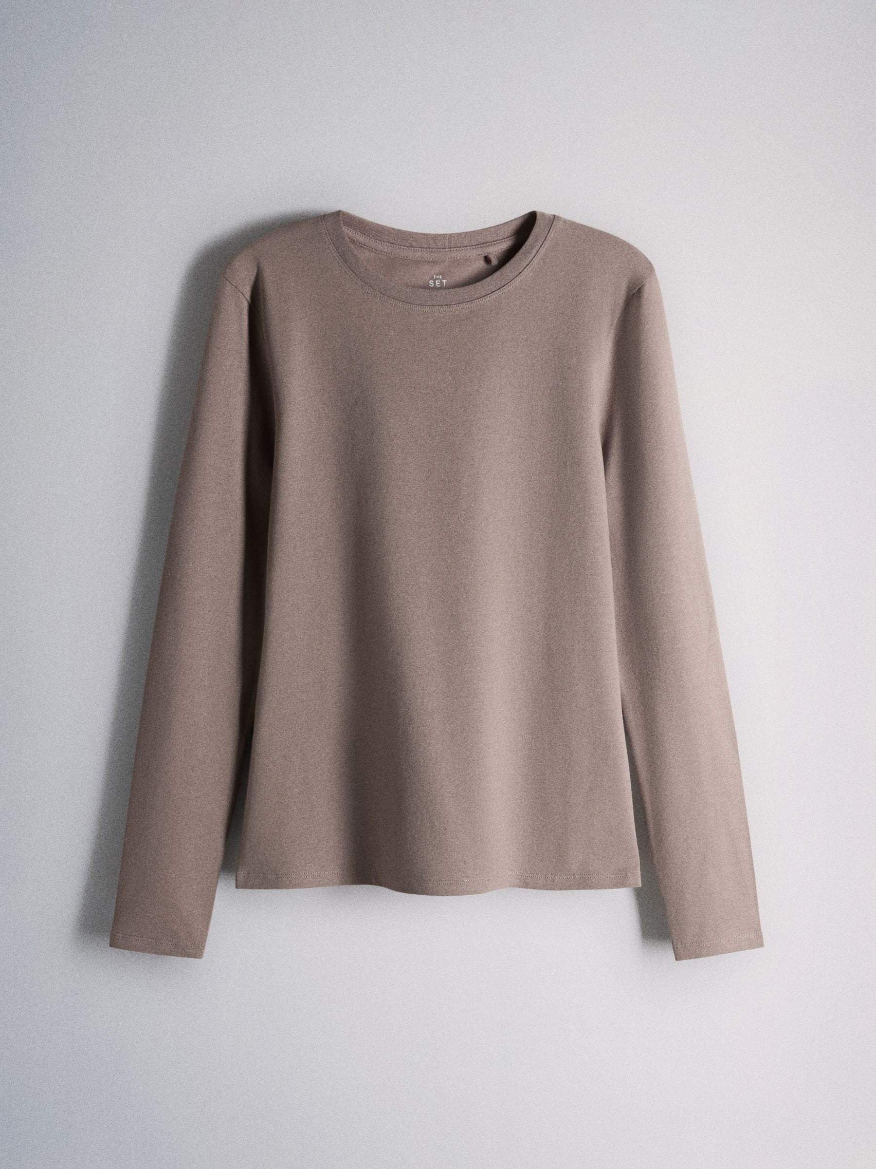 The Set 8 Pack Skinny Fit Crew Neck Long Sleeve T-Shirts - Black/Brown/Neutral/Taupe/White - Regular - SIP Still Life