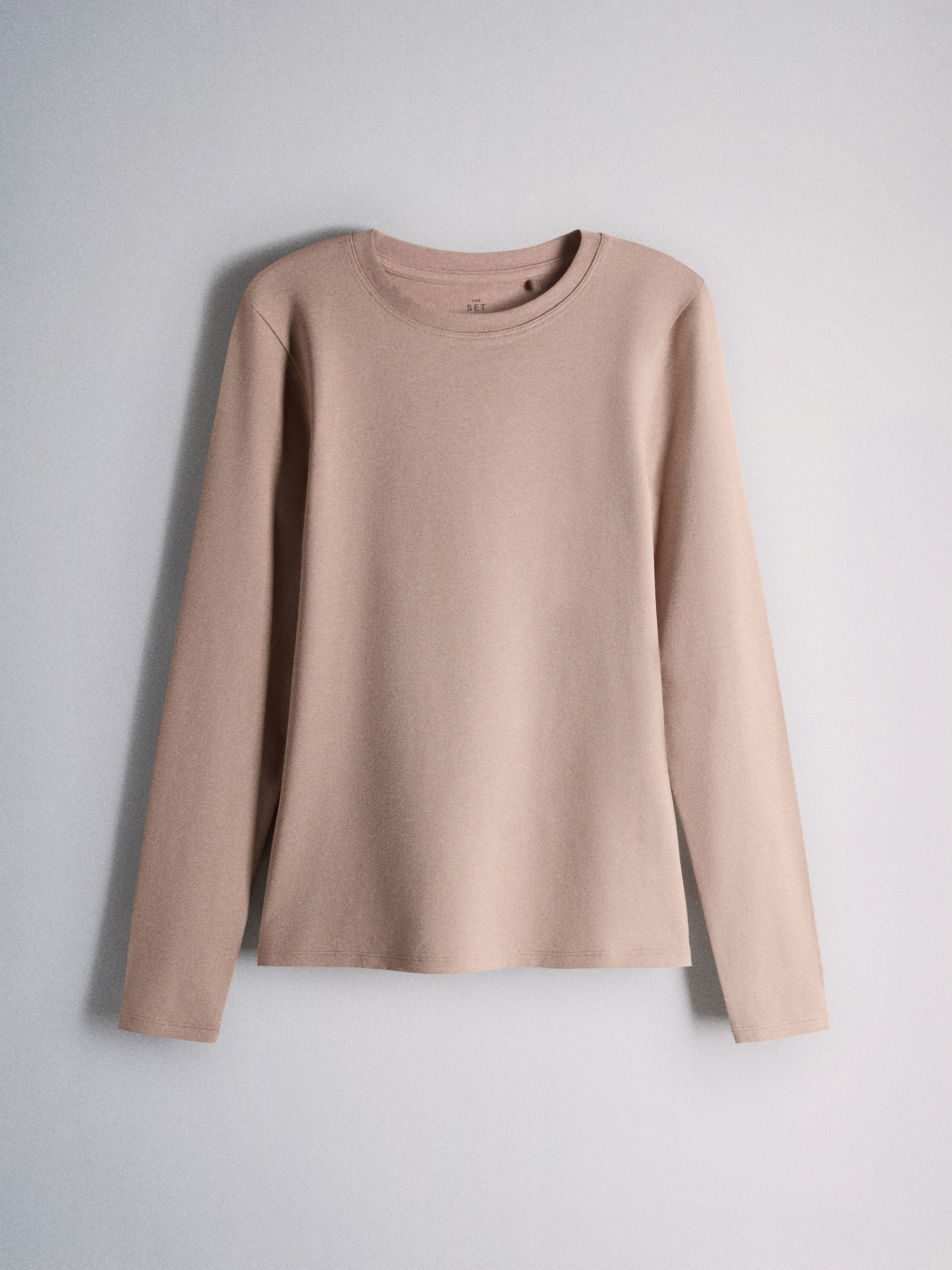 The Set 8 Pack Skinny Fit Crew Neck Long Sleeve T-Shirts - Black/Brown/Neutral/Taupe/White - Regular - SIP Still Life