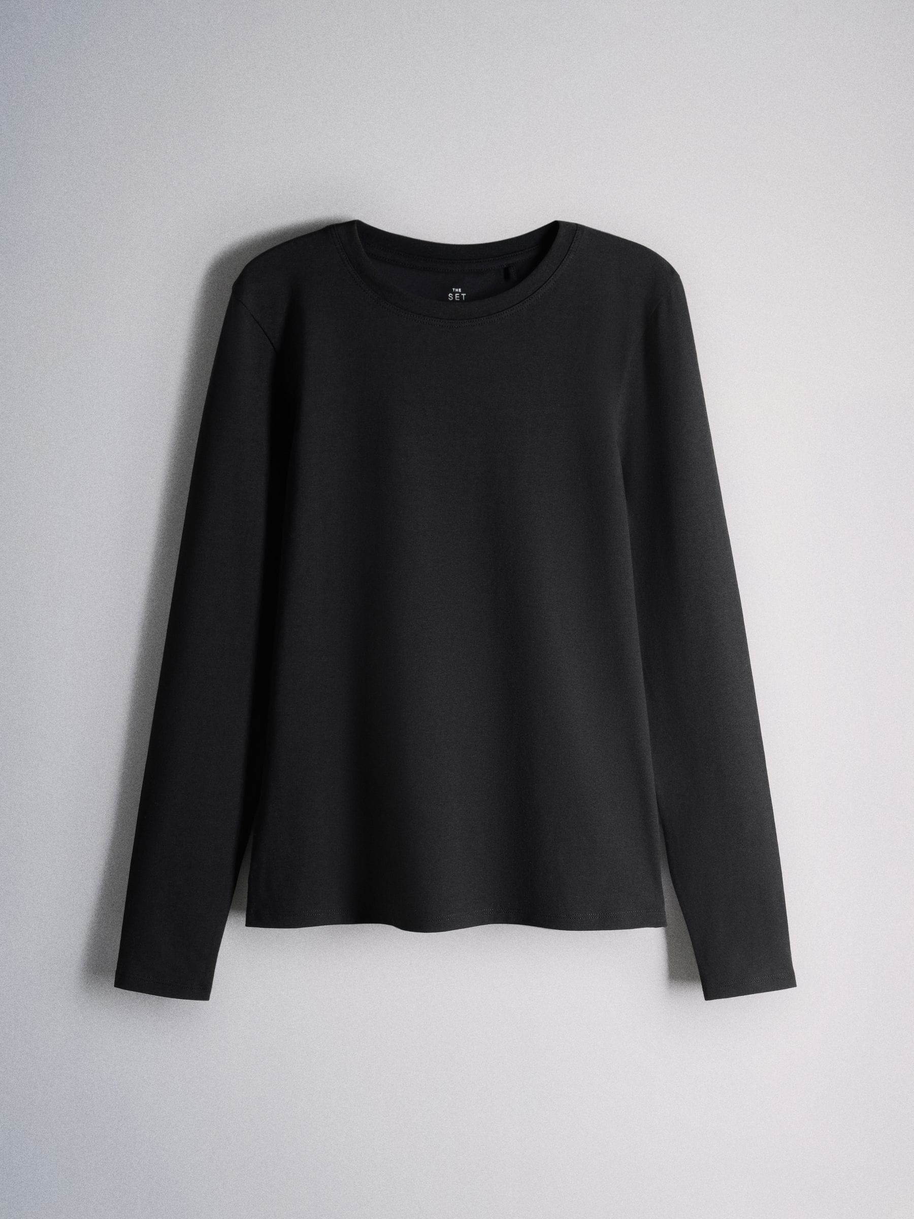 The Set 8 Pack Skinny Fit Crew Neck Long Sleeve T-Shirts - Black/Brown/Neutral/Taupe/White - Regular - SIP Still Life