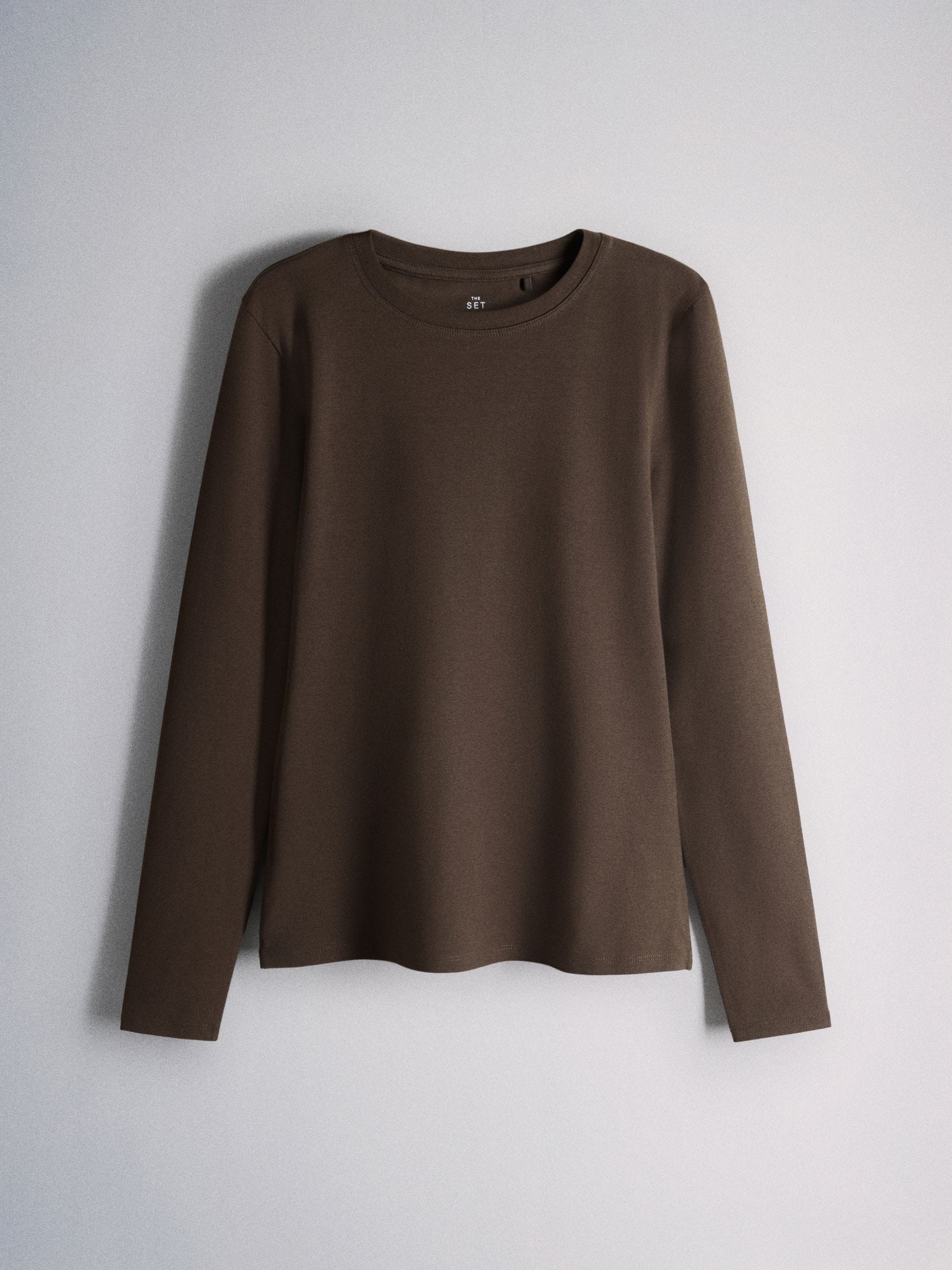 The Set 8 Pack Skinny Fit Crew Neck Long Sleeve T-Shirts - Black/Brown/Neutral/Taupe/White - Regular - SIP Still Life