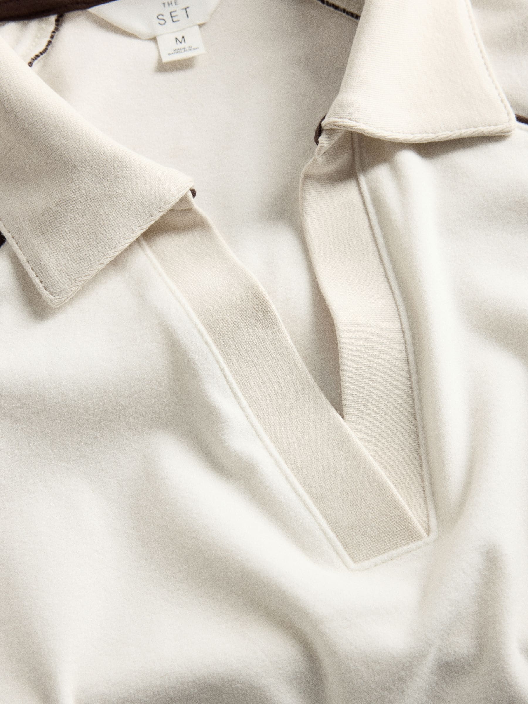 The Set Soft Touch Trophy Neck Sweat Top and Wide Leg Joggers Co-ord Set - Cream - Regular - SIP Still Life