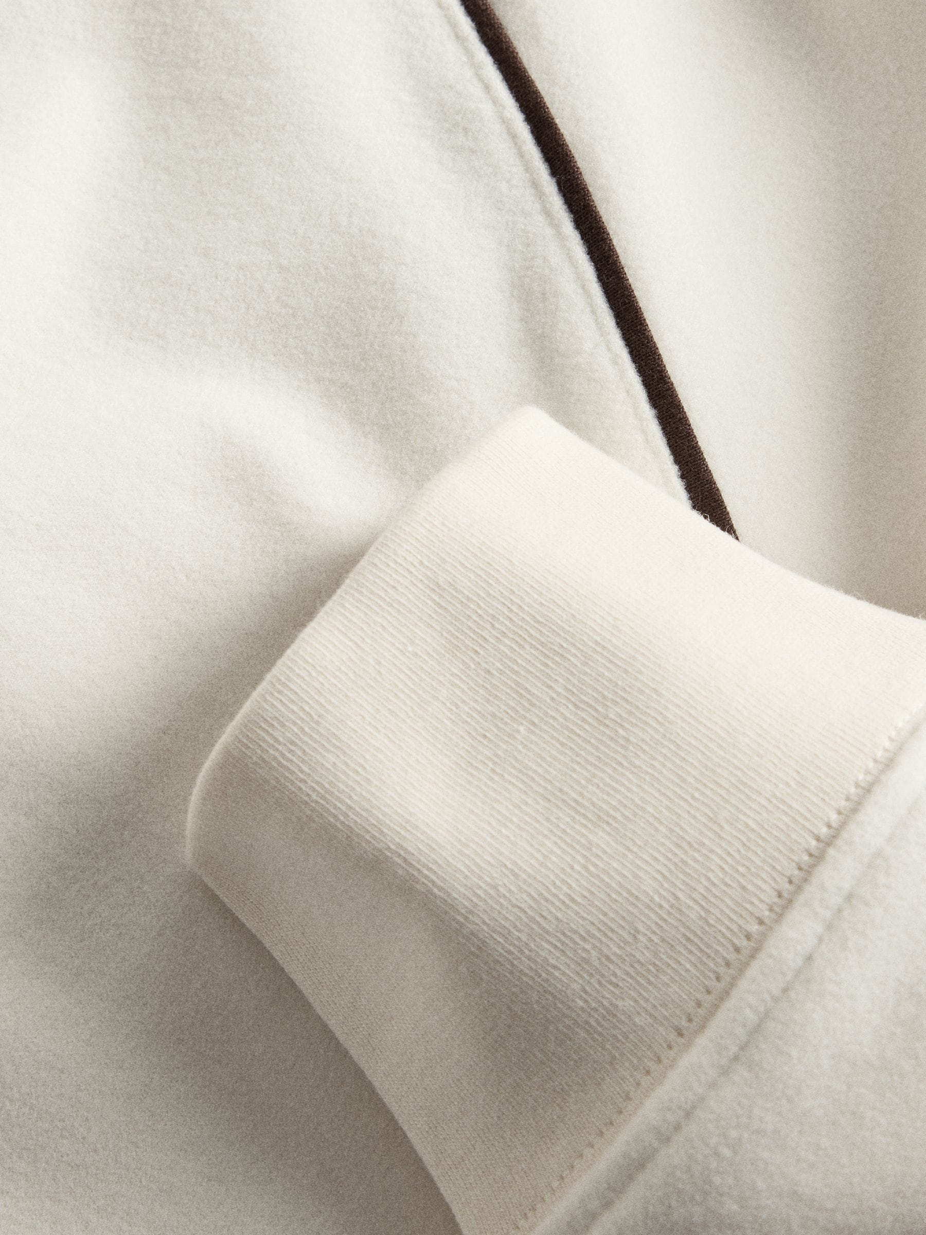 The Set Soft Touch Trophy Neck Sweat Top and Wide Leg Joggers Co-ord Set - Cream - Regular - SIP Still Life