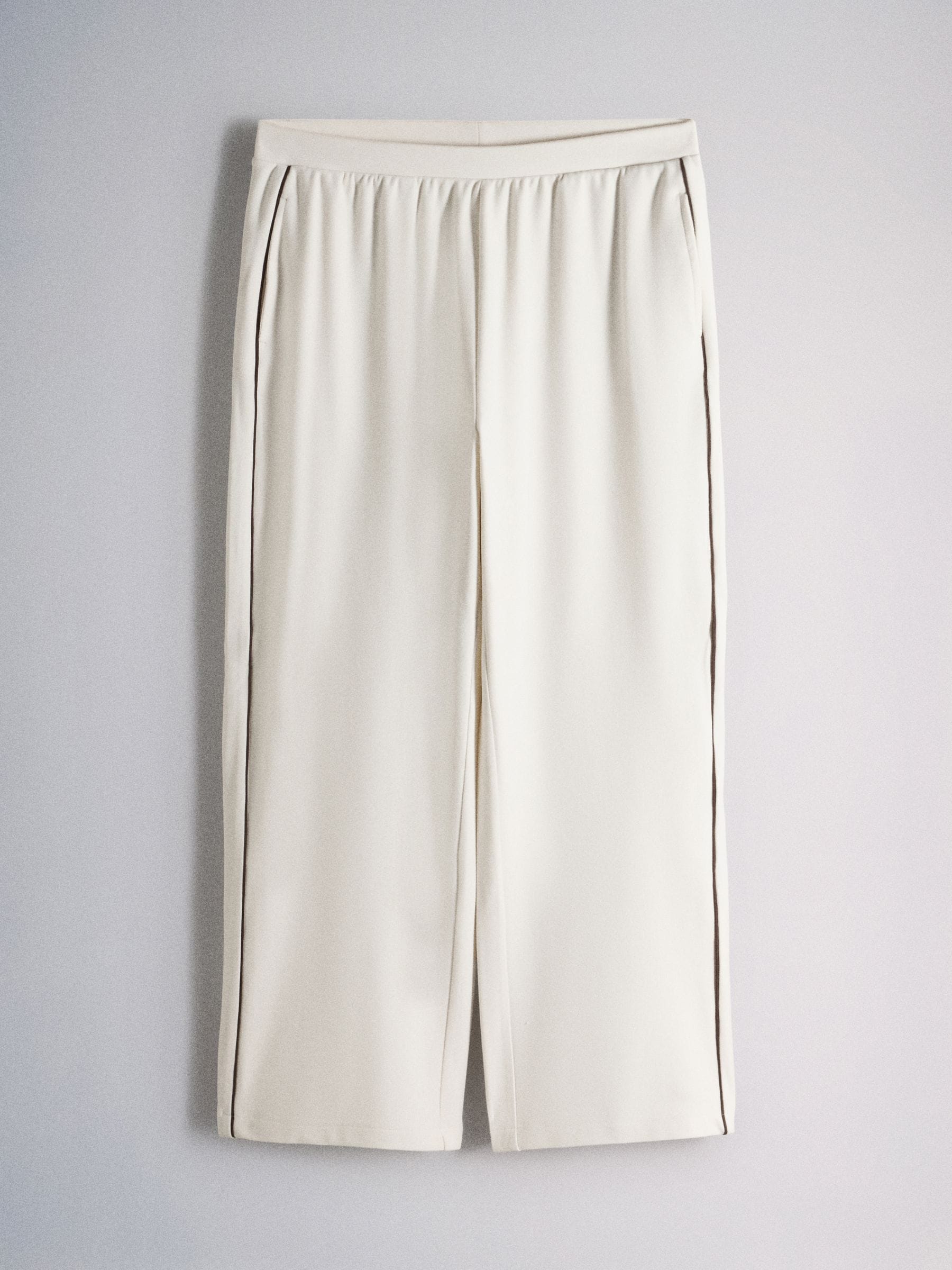 The Set Soft Touch Trophy Neck Sweat Top and Wide Leg Joggers Co-ord Set - Cream - Regular - SIP Still Life