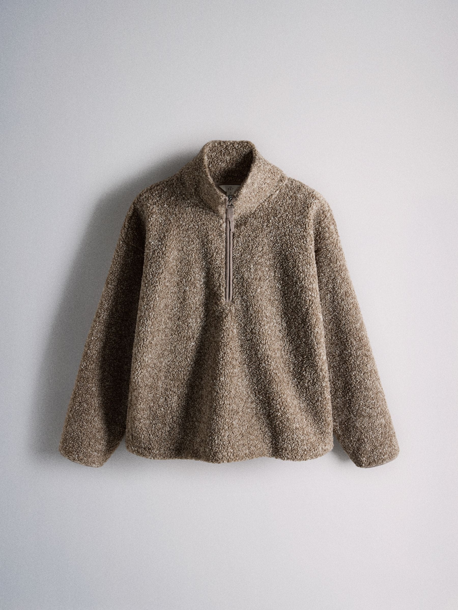The Set 2 Pack Premium Quarter Zip Borg Sweaters - Brown/Oat Marl - Regular - SIP Still Life