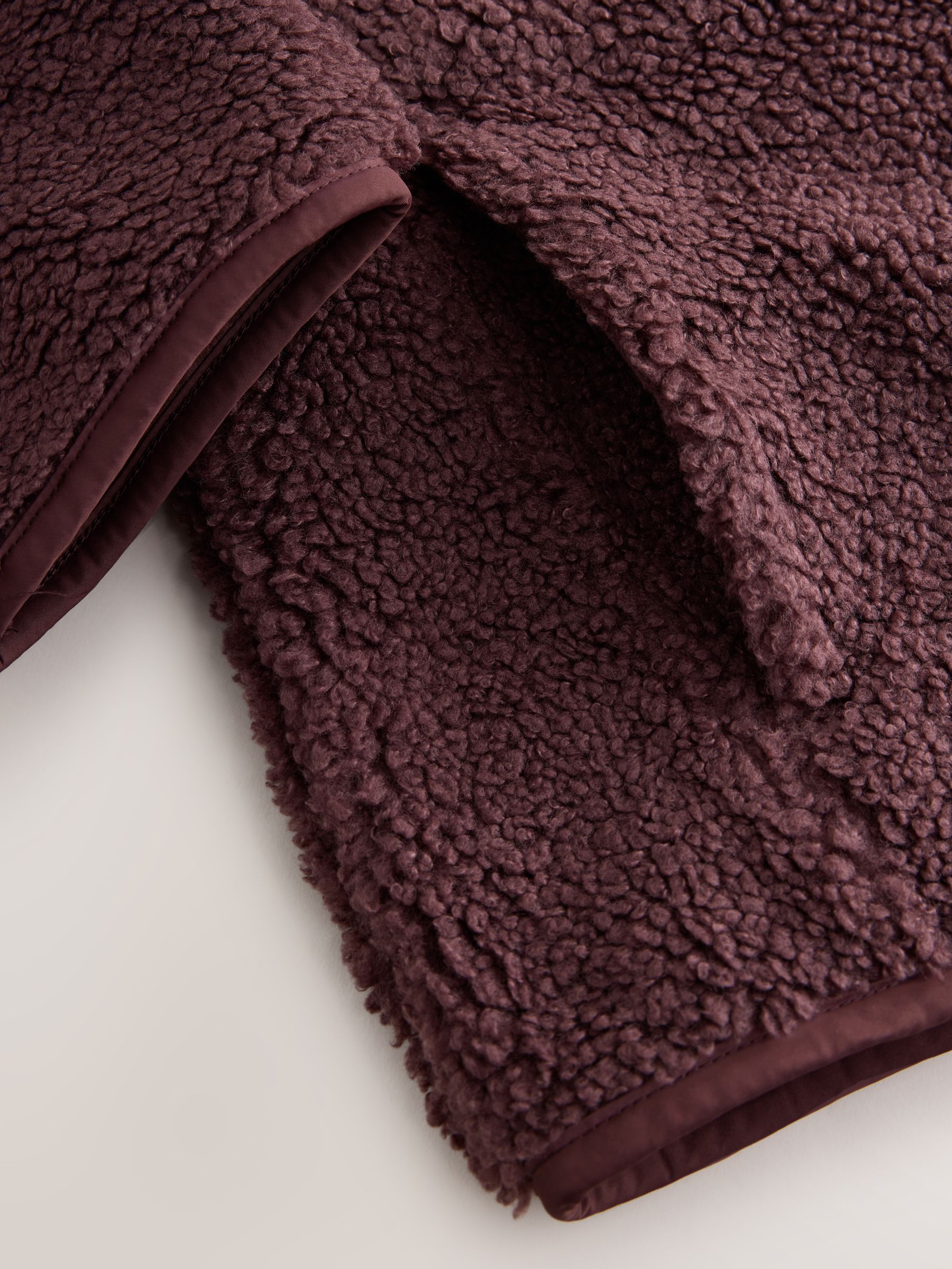 Button Through Borg Fleece - Burgundy Red - Regular - SIP Still Life