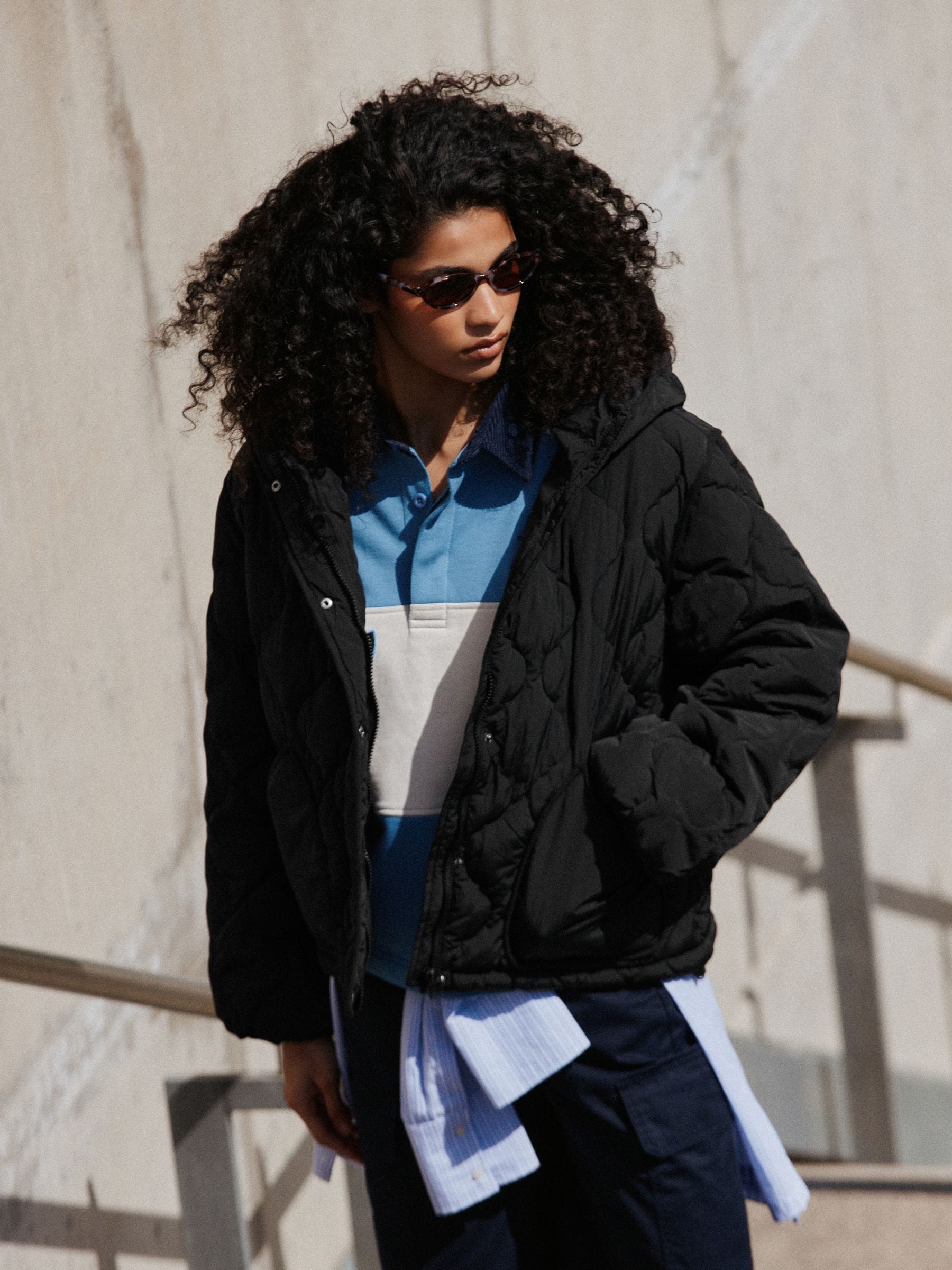 Shower Resistant Lightweight Quilted Jacket - Black - Regular - Location Worn