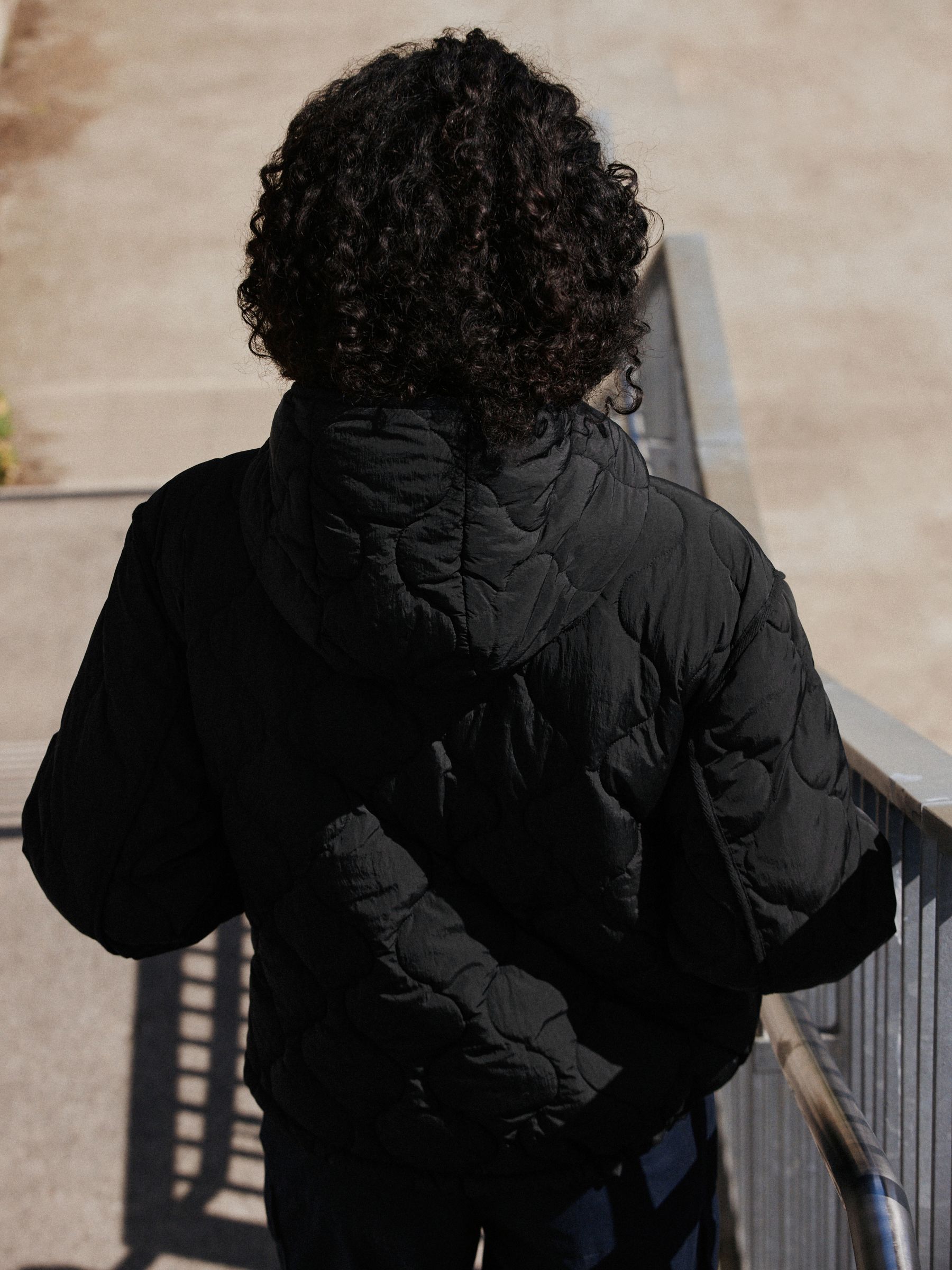 Shower Resistant Lightweight Quilted Jacket - Black - Regular - Location Worn