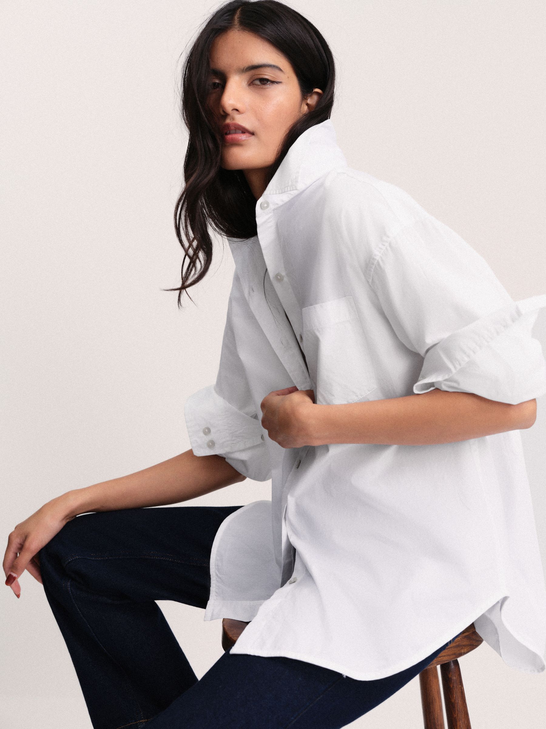 The Set Oversized Shirt - White - Regular - SIP Worn