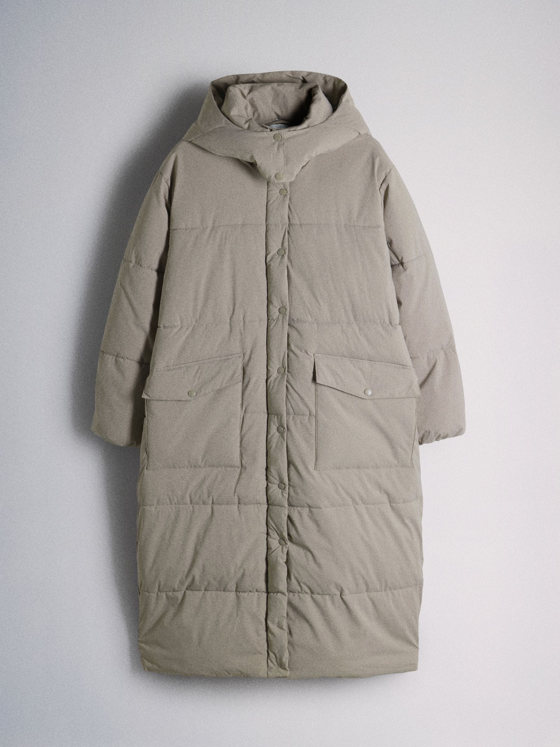 The Set Showerproof Padded Maxi Coat - Taupe - Regular - SIP Still Life