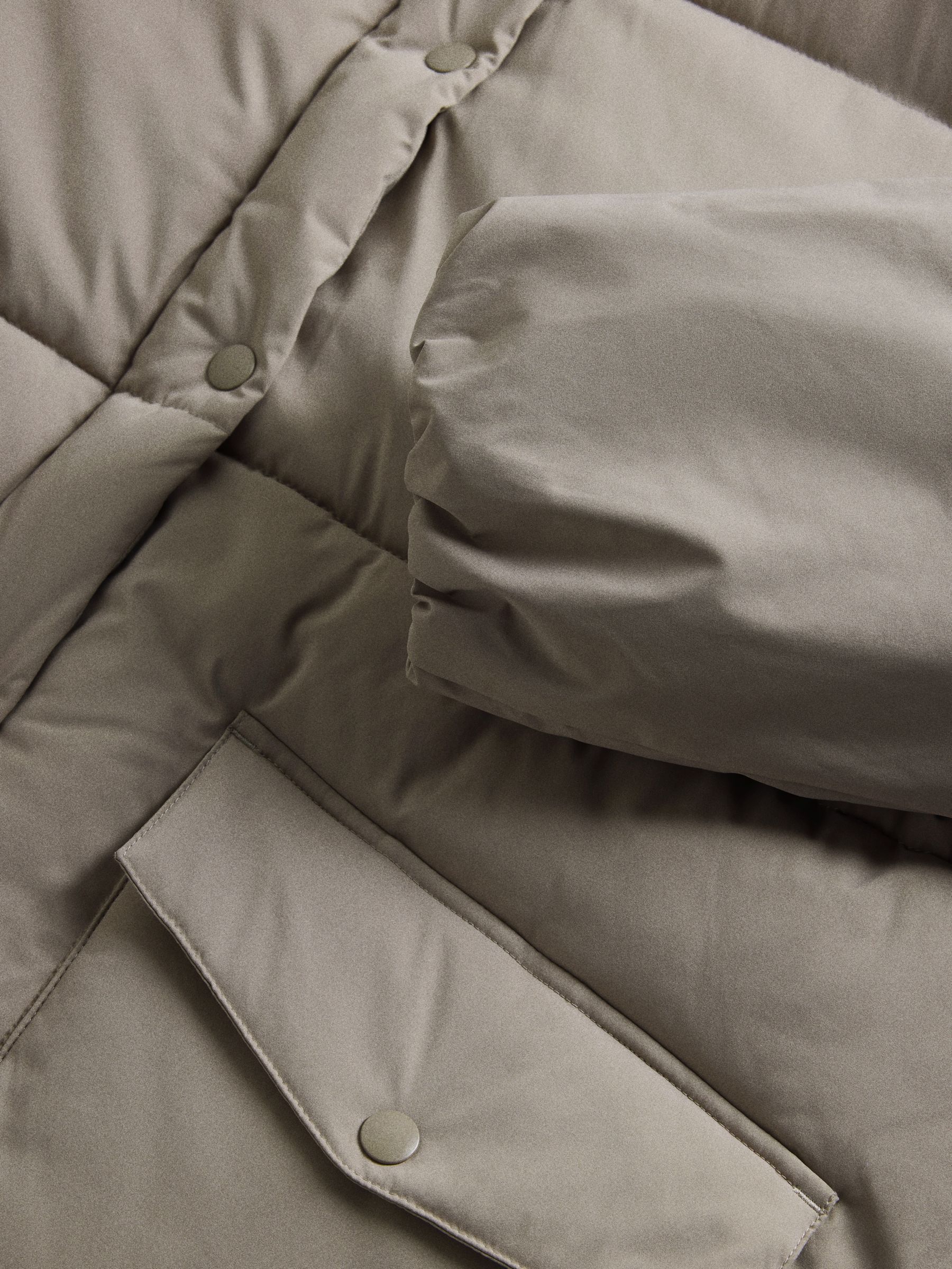 The Set Showerproof Padded Maxi Coat - Taupe - Regular - SIP Still Life