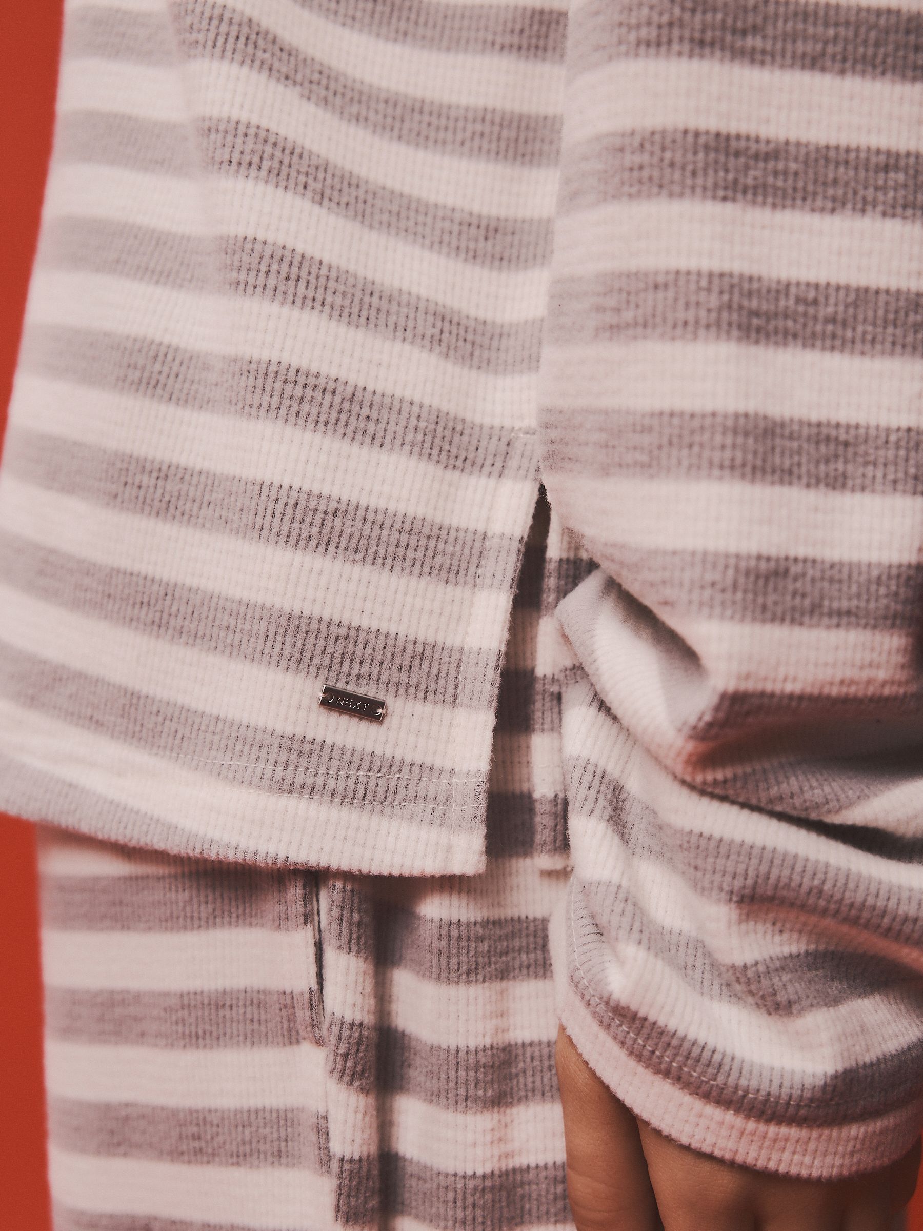 Cosy Waffle Long Sleeve Henley Pyjamas - Grey Stripe - Regular - Location Worn