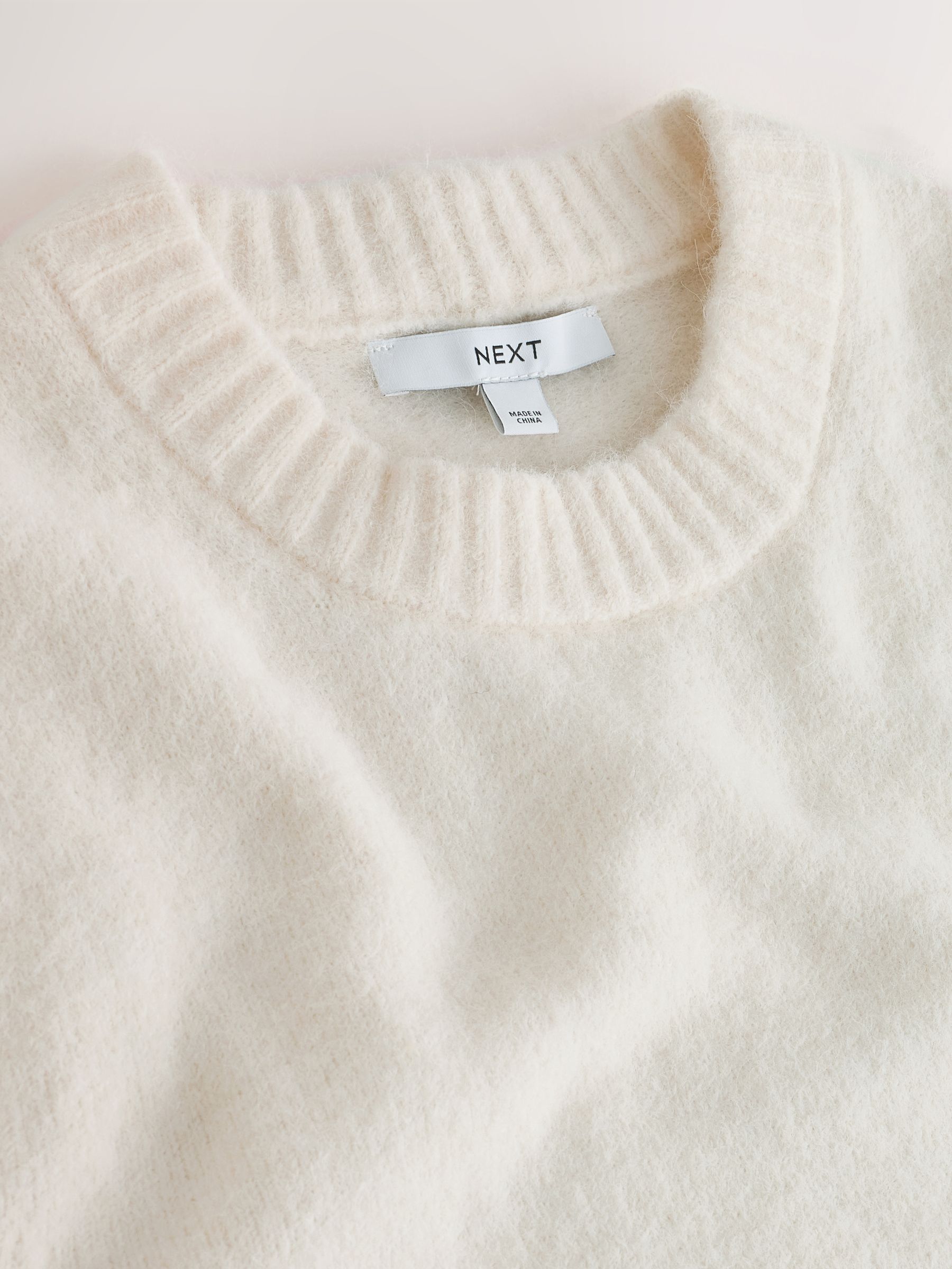 Long Sleeve Crew Neck Knitted Jumper With Wool - Ecru - Regular - SIP Still Life