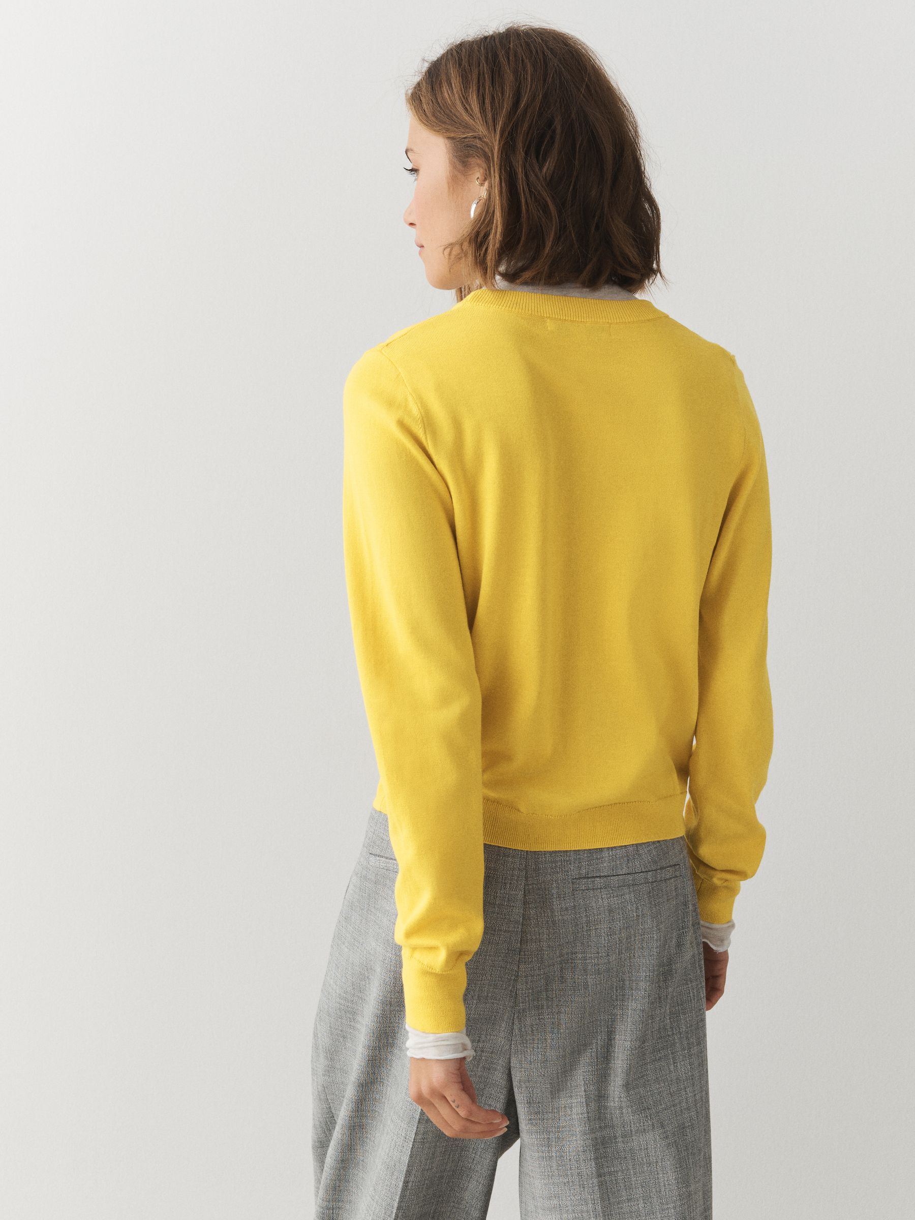 Cotton Rich Soft Touch Long Sleeve Crew Neck Jumper - Yellow - Regular - SIP Worn