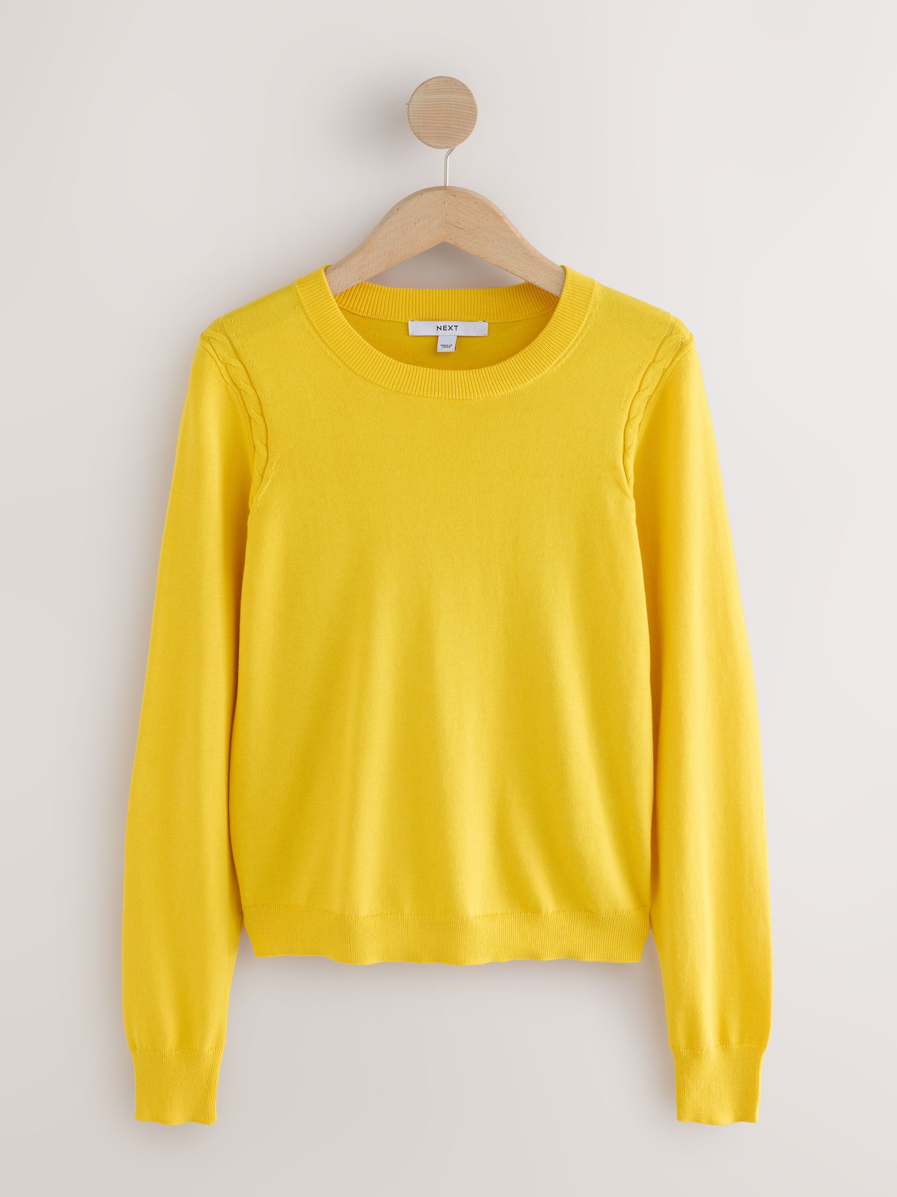 Cotton Rich Soft Touch Long Sleeve Crew Neck Jumper - Yellow - Regular - SIP Still Life