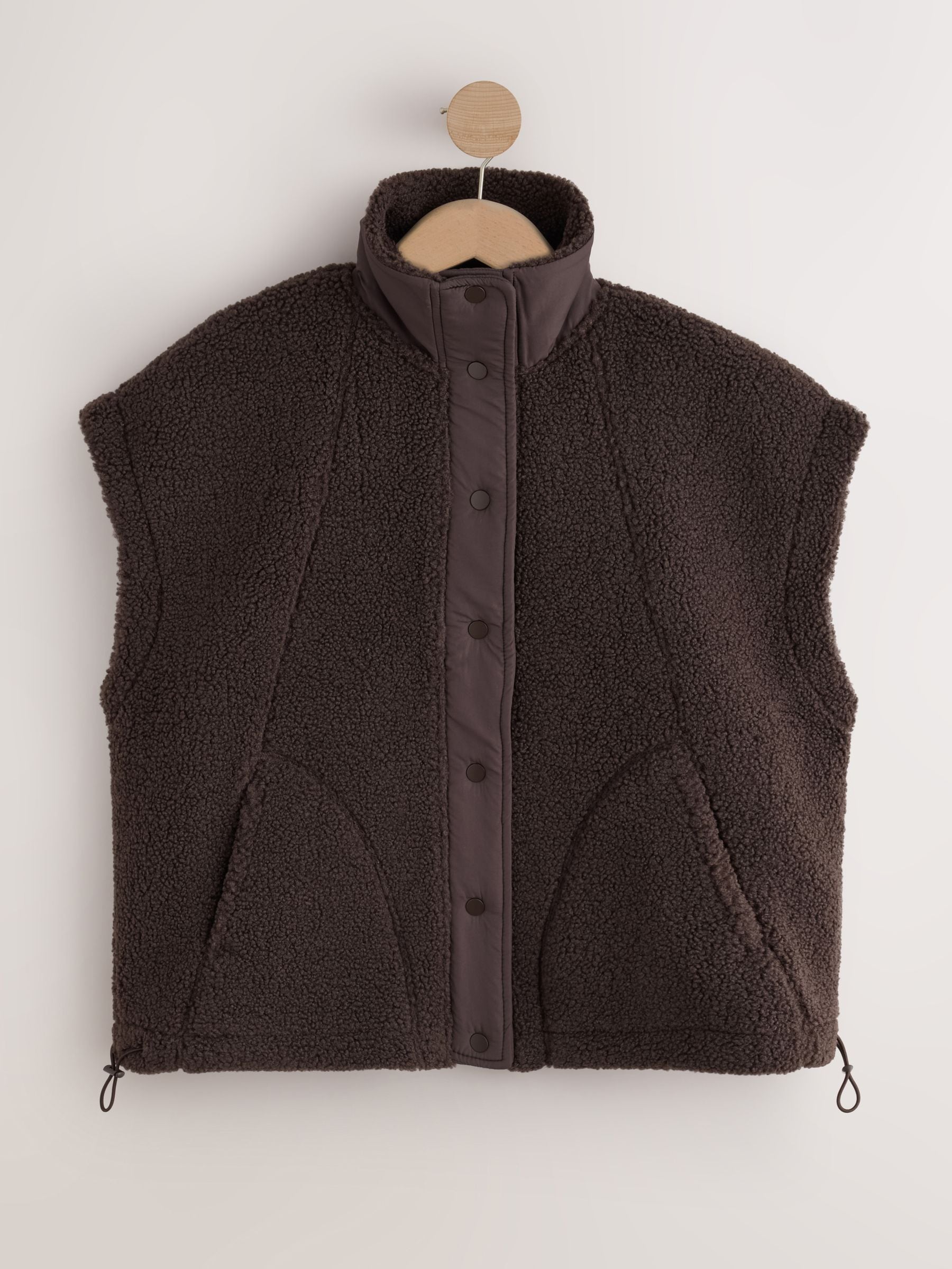 Oversized Borg Gilet Cover-Up - Chocolate Brown - Regular - SIP Still Life