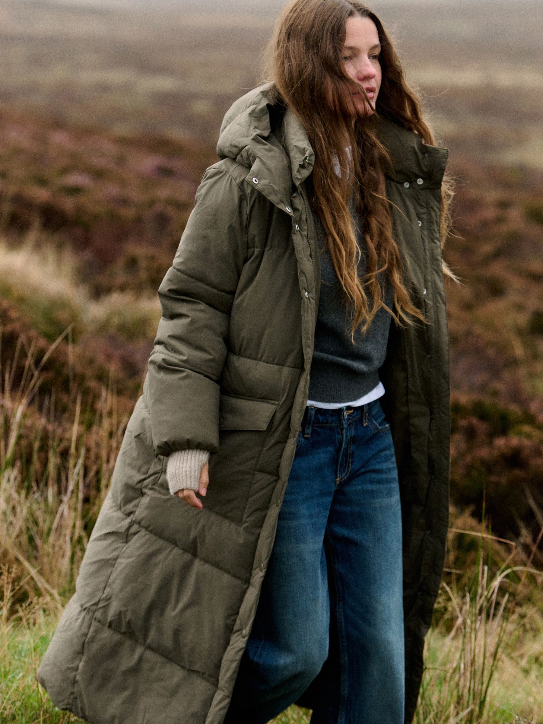 The Set Showerproof Padded Maxi Coat - Khaki - Regular - Location Worn