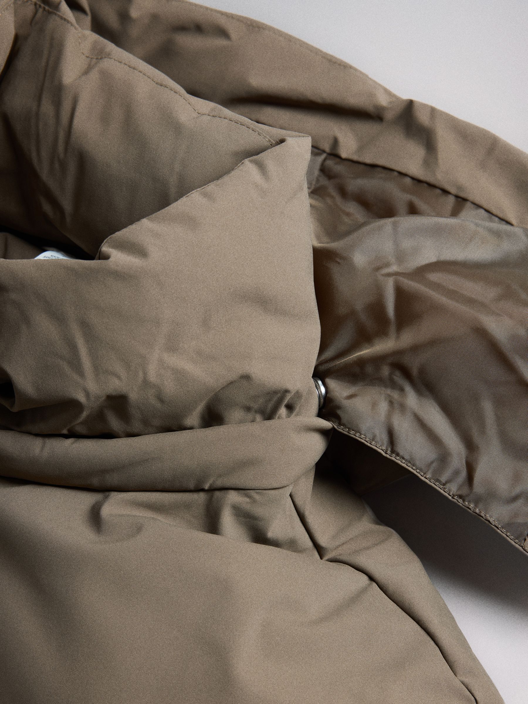 The Set Showerproof Padded Maxi Coat - Khaki - Regular - SIP Still Life
