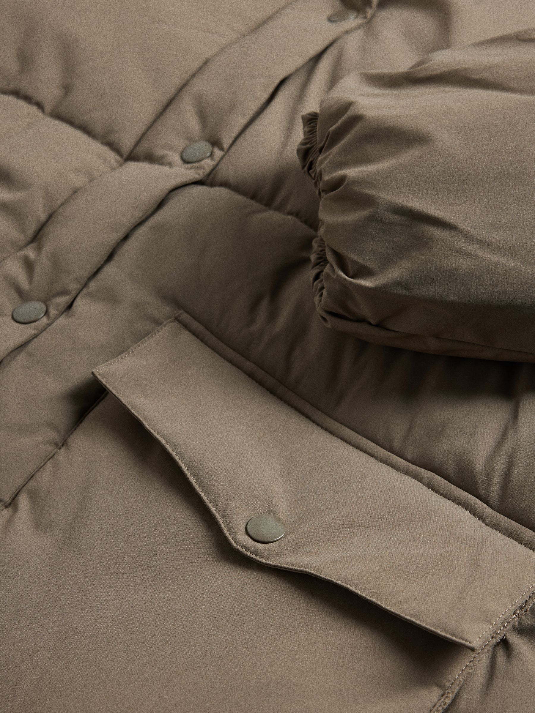 The Set Showerproof Padded Maxi Coat - Khaki - Regular - SIP Still Life