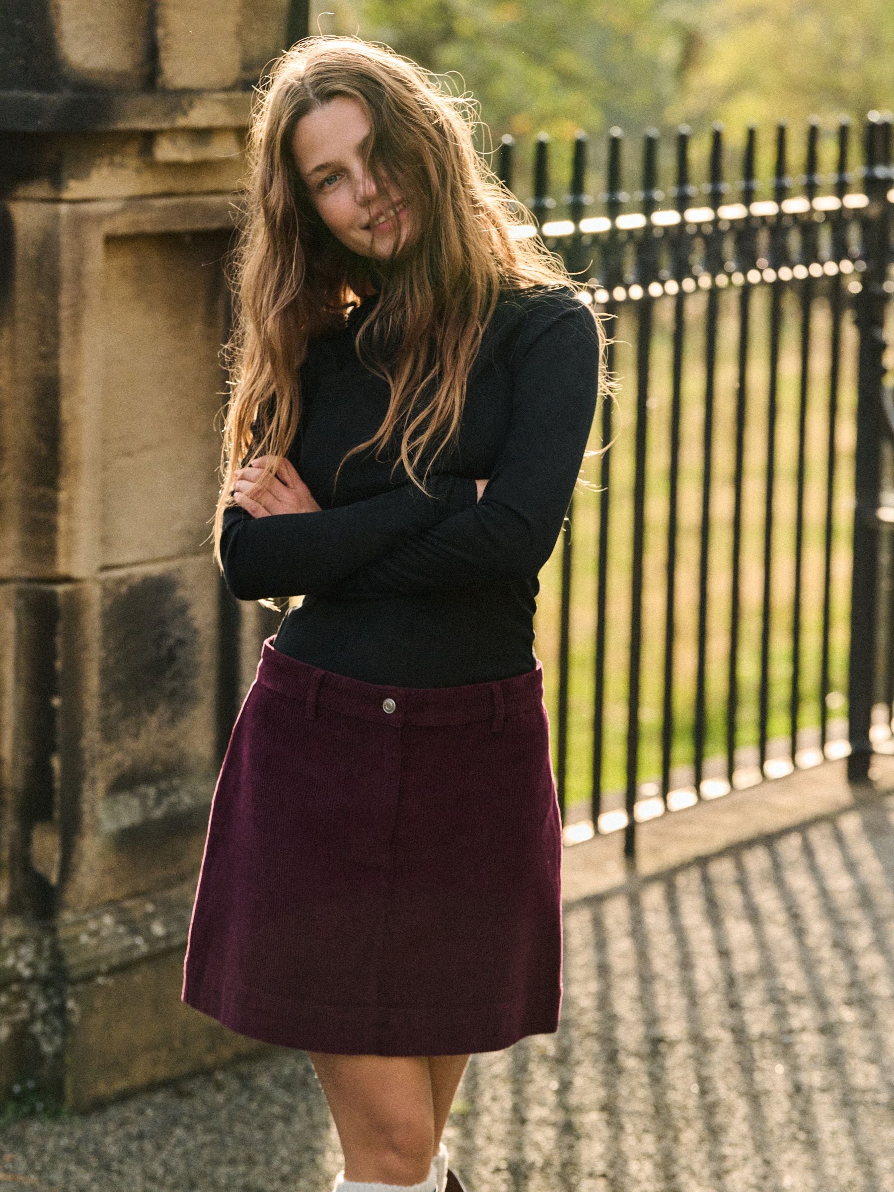 The Set 2 Pack Corduroy Mini Skirts - Burgundy/Brown - Regular - Location Worn